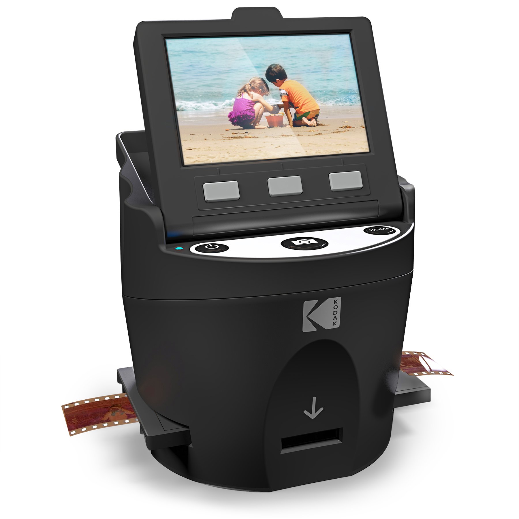 Kodak SCANZA Digital Film & Slide Scanner – Converts 35mm, 126, 110, Super 8 & 8mm Film to JPEG with 3.5" LCD, Easy-Load Inserts & Adapters