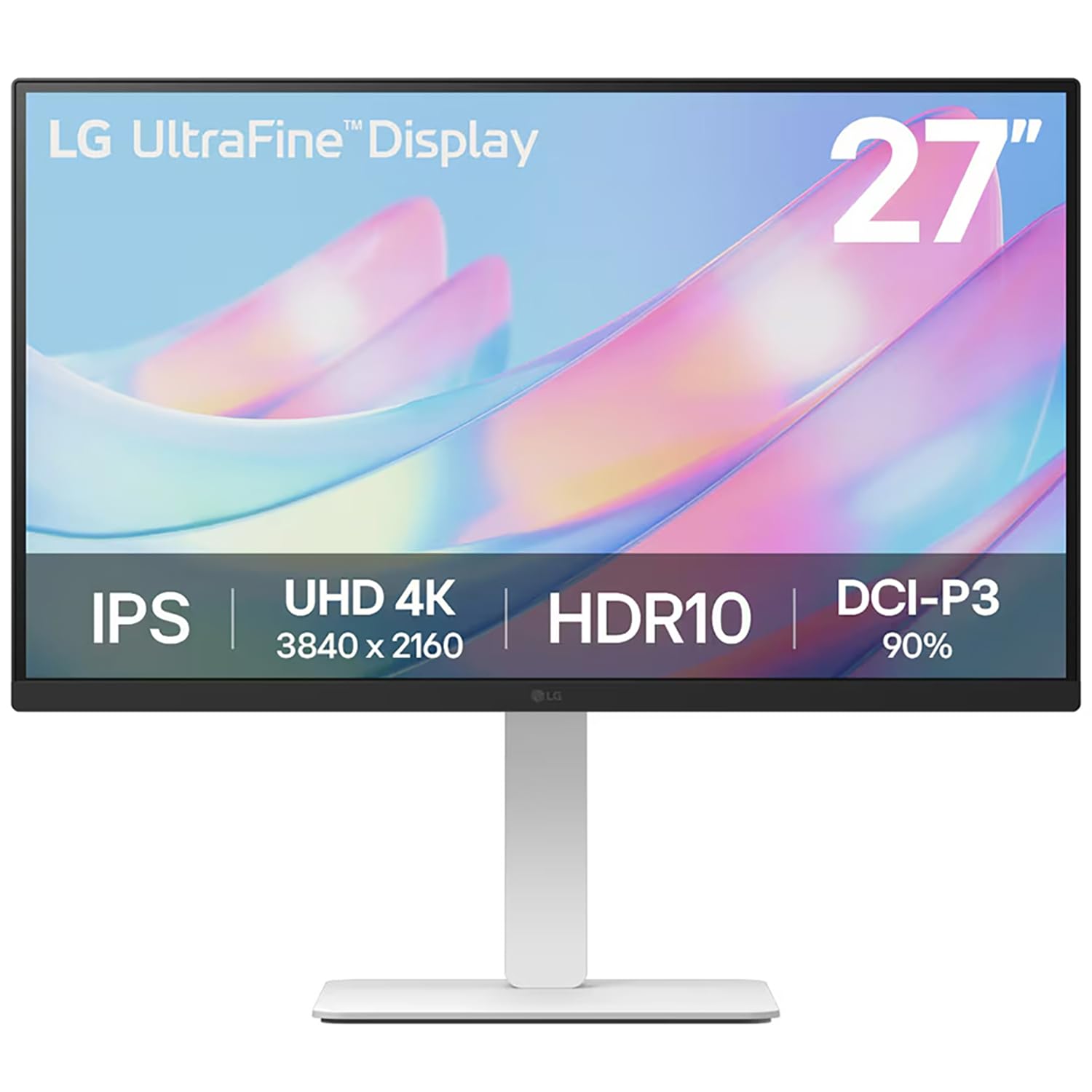 LG 27US550-W 27" 4K (3840x2160) UHD Ultrafine IPS Computer Monitor with HDR10, DCI-P3 90%, USB-C, Adjustable Stand, 3-Side Borderless Design, White