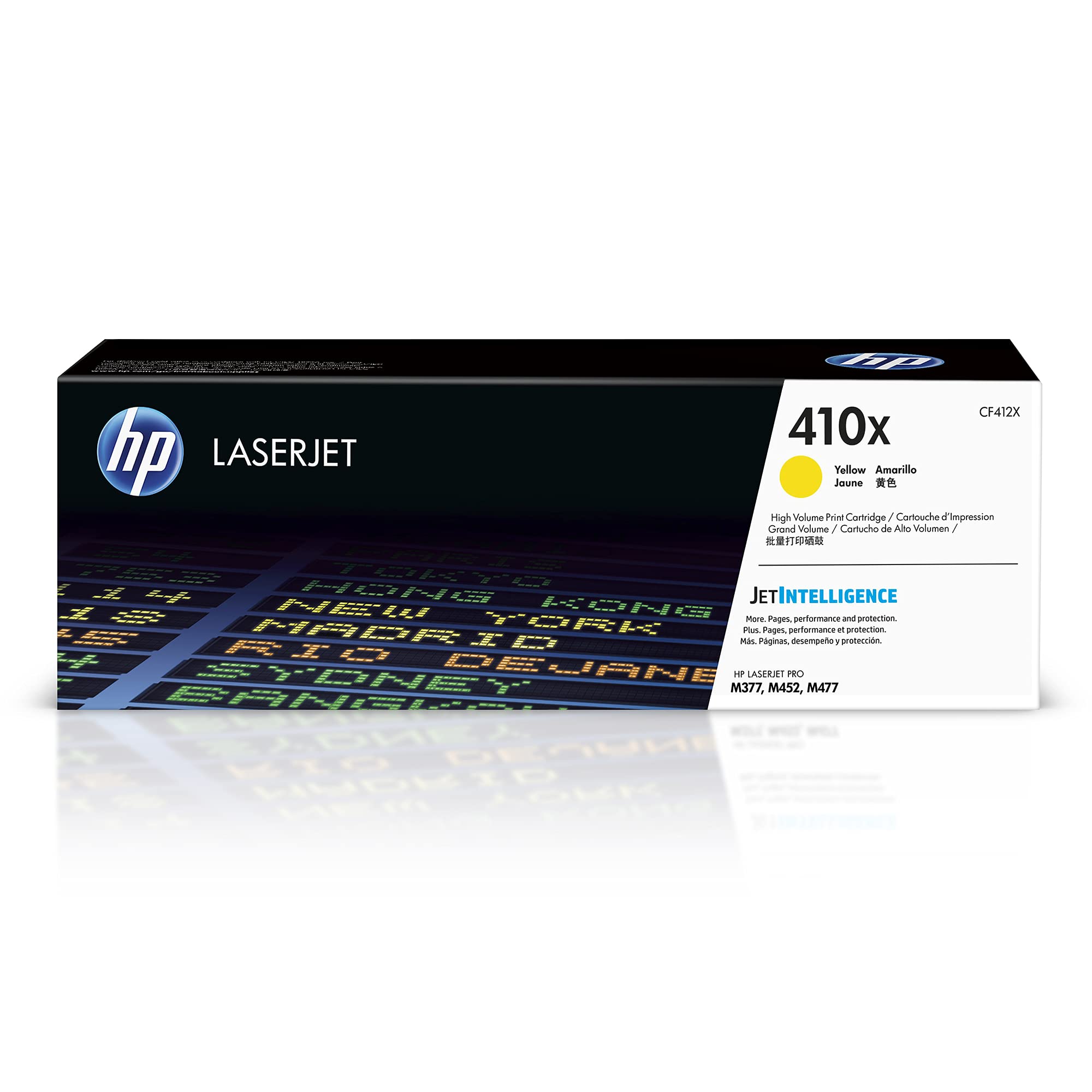 HP 410X Yellow High-yield Toner Cartridge | Works with HP Color LaserJet Pro M452 Series, HP Color LaserJet Pro MFP M377, M477 Series | CF412X