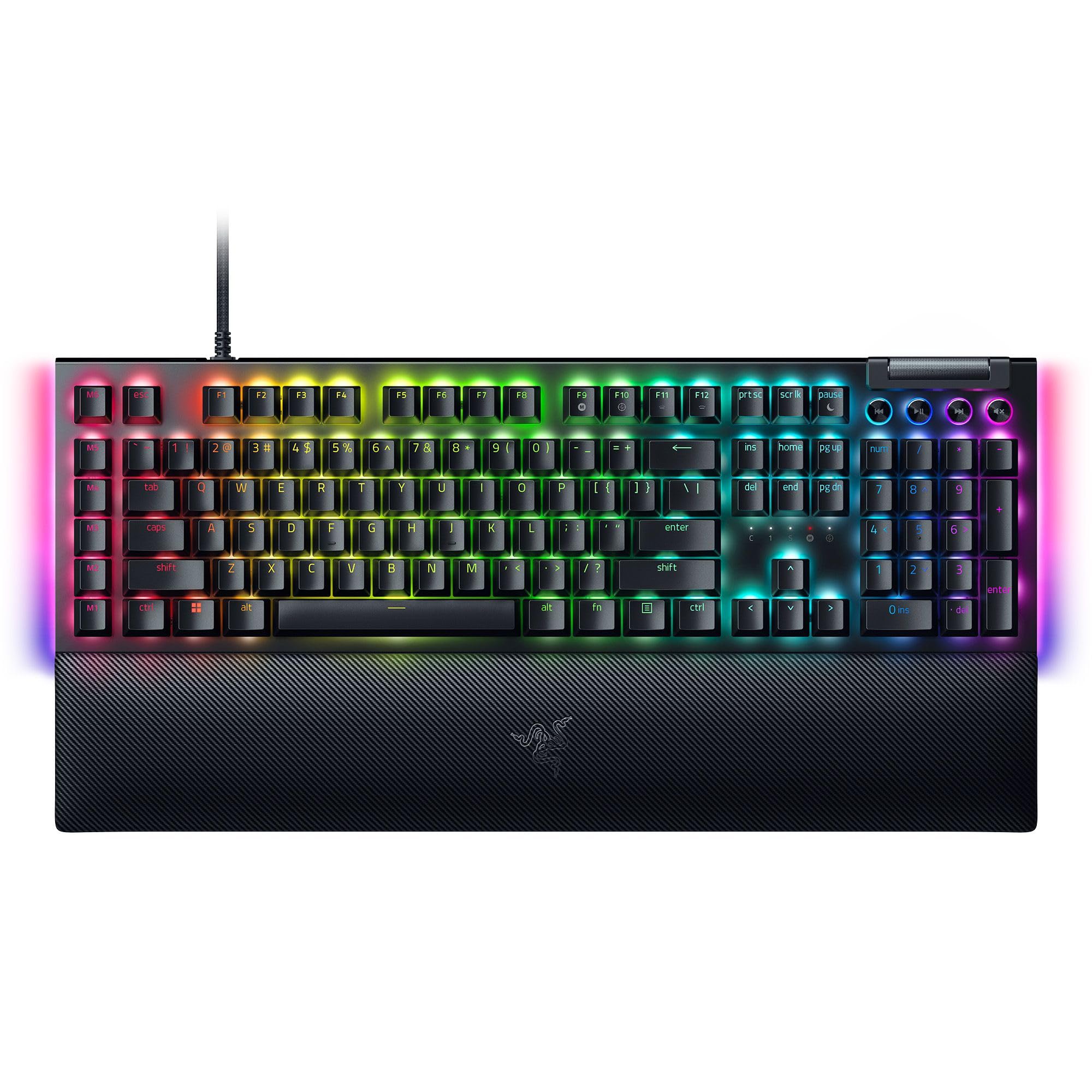 Razer BlackWidow V4 Mechanical Gaming Keyboard: Green Switches Tactile & Clicky - Chroma RGB - 6 Macro Keys - Magnetic Wrist Rest - Doubleshot ABS Keycaps - Roller & Media Keys - Snap Tap