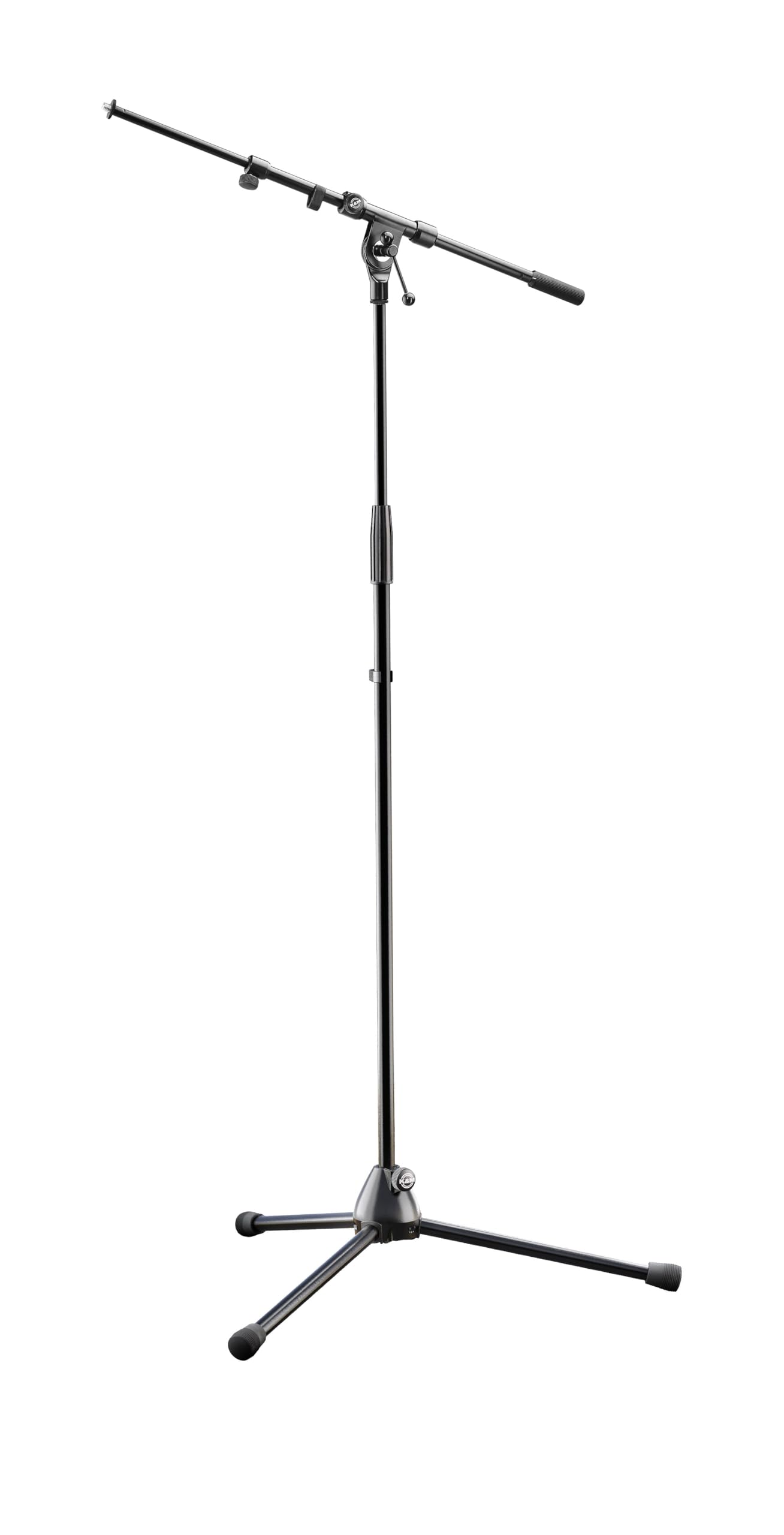 K&M König & Meyer 21090.500.55 Tripod Microphone Stand - Adjustable Telescoping 2-Piece Boom Arm - Professional Grade - Heavy Duty with Folding Leg Base - German Made Black