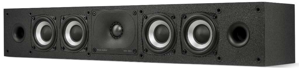 Polk Monitor XT35 Slim Center Channel Speaker - Hi-Res Audio Certified, Dolby Atmos & DTS:X Compatible, 1" Terylene Tweeter & Four 3" Dynamically Balanced Woofer, Wall-Mountable, Midnight Black