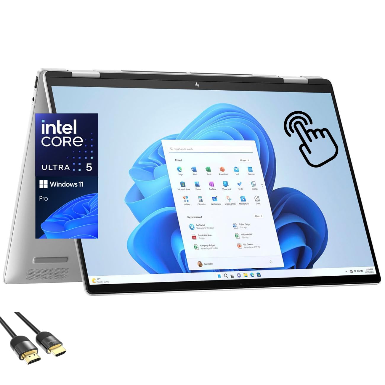 HP Envy x360 2-in-1 Laptop, 16" WUXGA IPS Wide Ultra Touchscreen Display, Core Ultra 5 125U (Beats i7-1255U), 16GB DDR5, 1TB PCIe SSD, TB 4, WiFi 6E, Bluetooth, Webcam, PDG HDMI Cable, Win 11 Pro