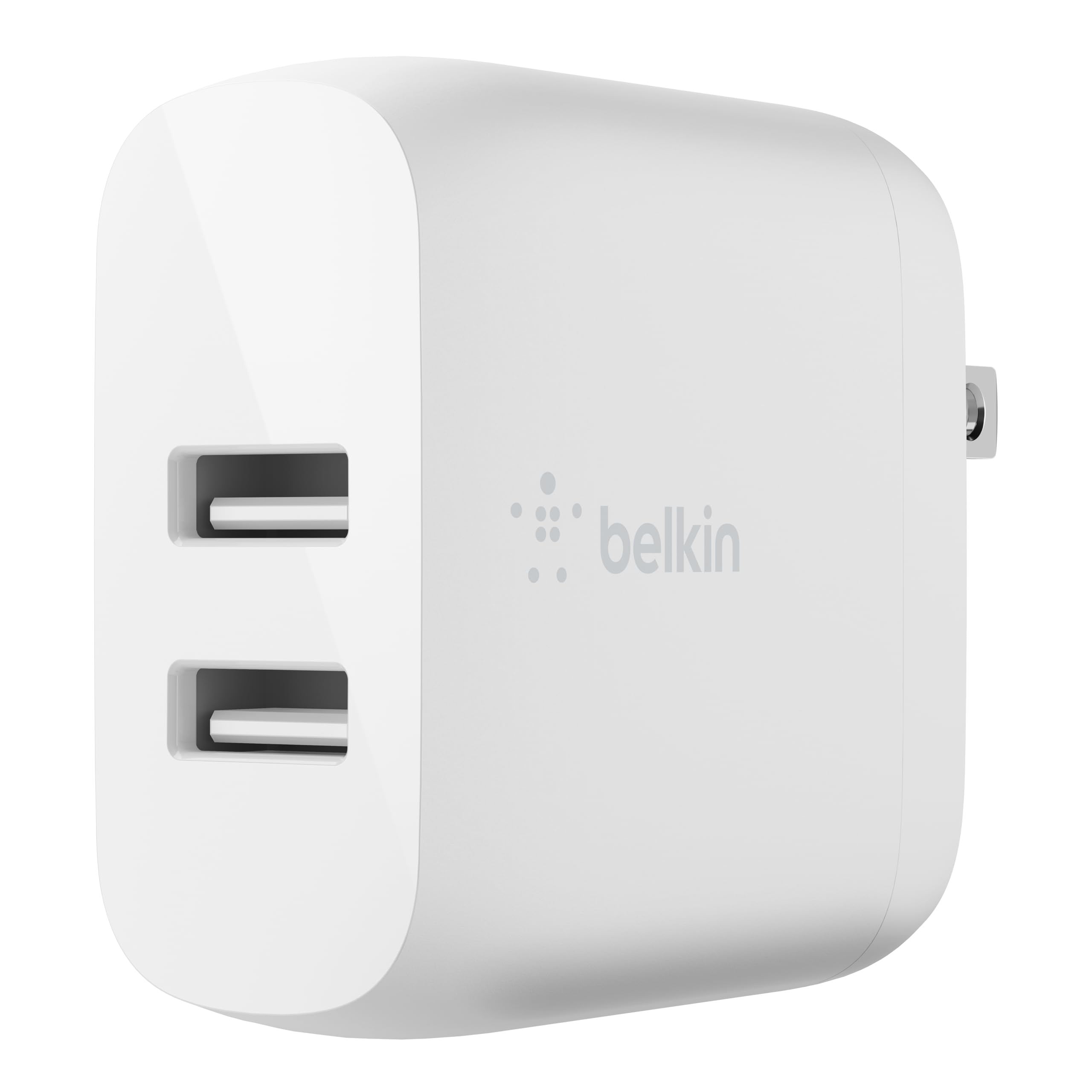 Belkin Dual Port USB Charger Block 24W - iPhone Charger Fast Charging - iPhone 16, 15, 14, iPad Pro, Samsung Galaxy S25, Nintendo Switch 2 & More - Cable Not Included