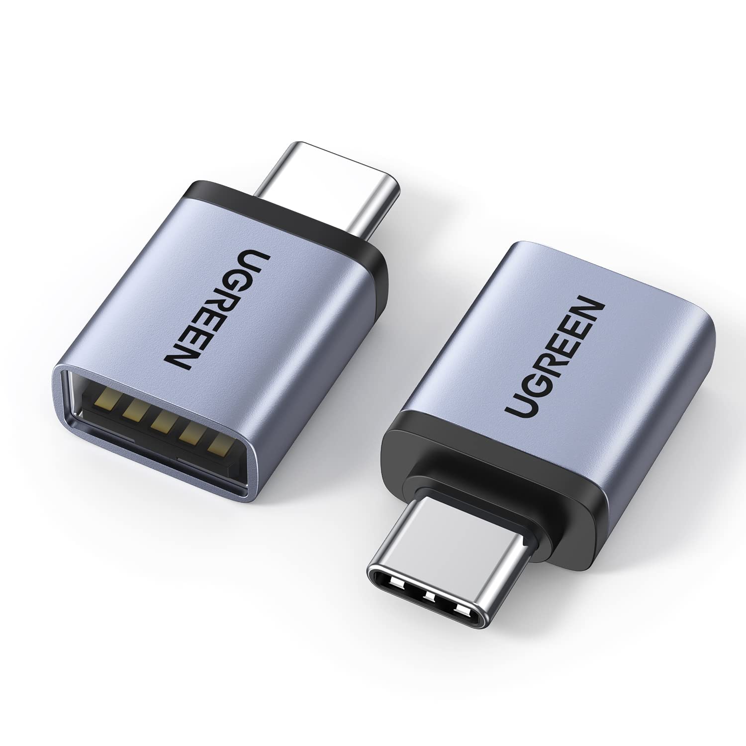 UGREEN USB to USB C Adapter 10Gbps,2 Pack USB C to A Adapter Compatible with iPhone 16 15 Pro/Samsung/MacBook Pro/Air/iPad Pro,Thunderbolt 4/3,Gray
