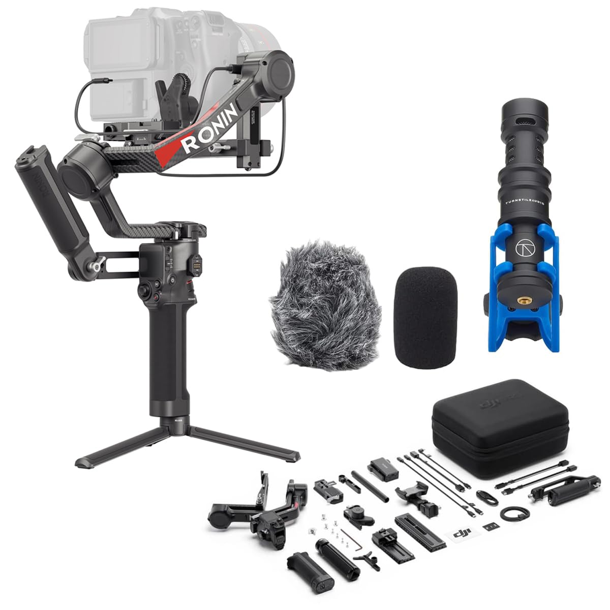 DJI RS 4 Pro Combo, 3-Axis Gimbal Stabilizer for DSLR & Cinema Cameras, Native Vertical Shooting, 4.5kg/10lbs Payload, Image Transmitter & Focus Pro Motor, Condenser Shotgun Microphone