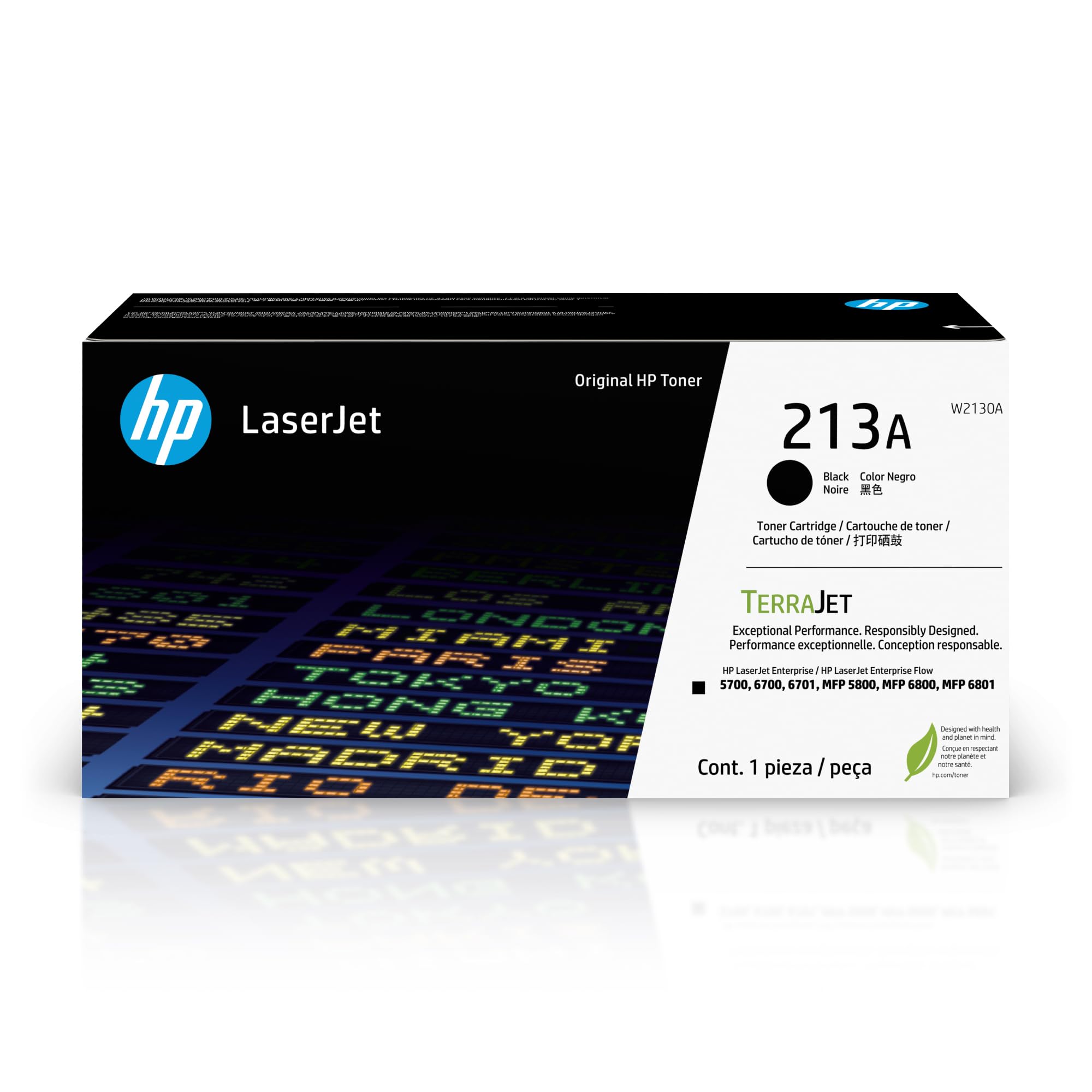 HP 213A Black Original Laserjet Toner Cartridge, W2130A. Works Laserjet Enterprise 5700, 5800, 6700, 6701, 6800, 6801.