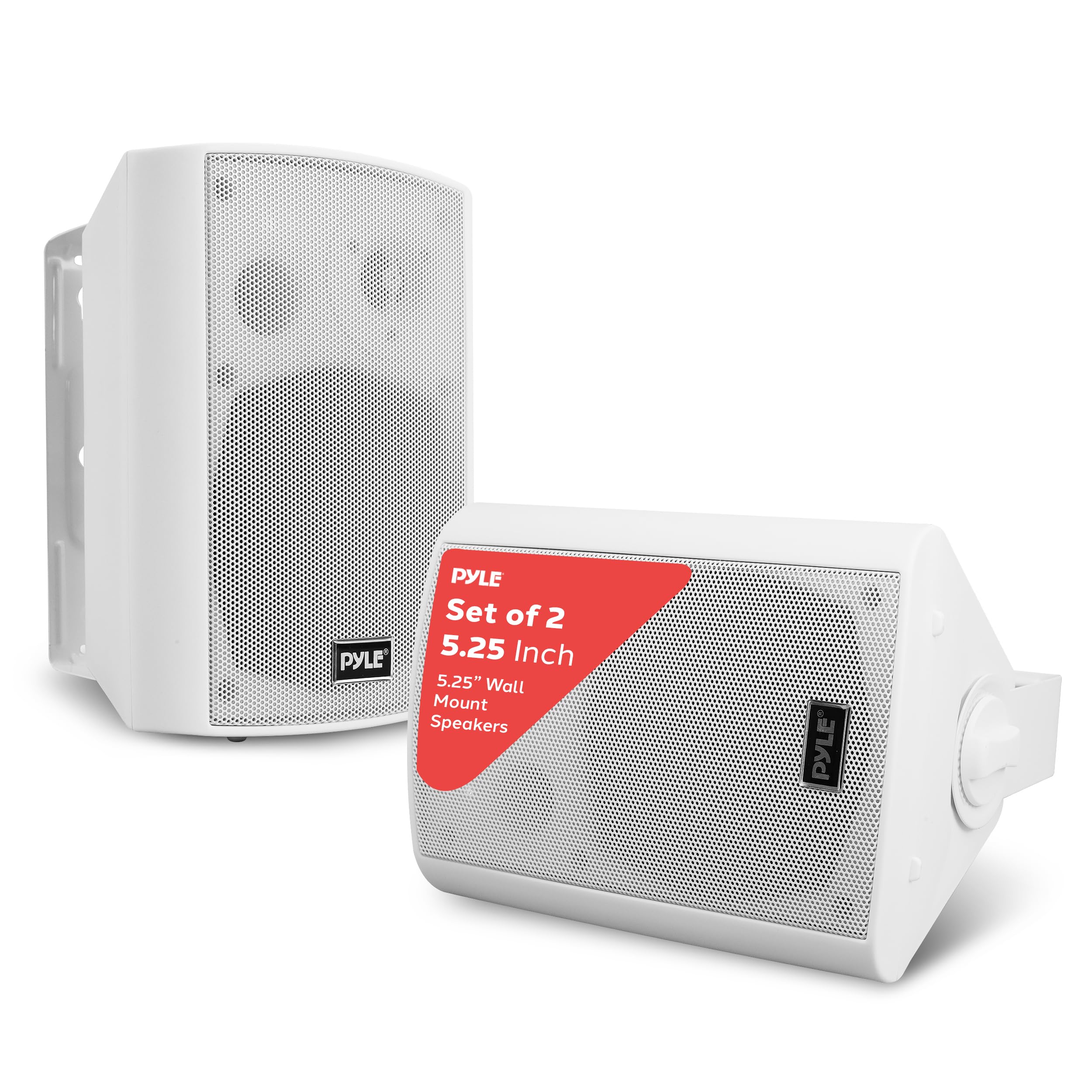 Pyle 5.25" Wall Mount Bluetooth Speakers, Waterproof Indoor/Outdoor Speaker System, 240W Max, Marine Grade, Wireless Music Streaming, Full Range Stereo, Suitable for Patio, Poolside, Home (White Pair)