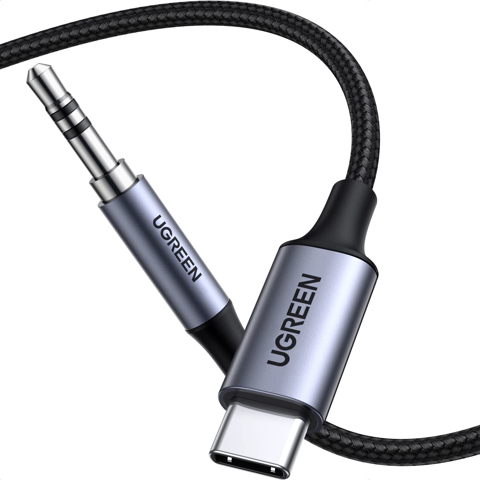UGREEN USB C to Aux Type C to 3.5mm Audio Adapter Hi-Fi Stereo Cord Headphone Male Car Auxiliary Cable Compatible with iPhone 16 15 Pro Max Plus, Galaxy S25 S24 Ultra iPad Pixel 9, Grey, 3.3FT