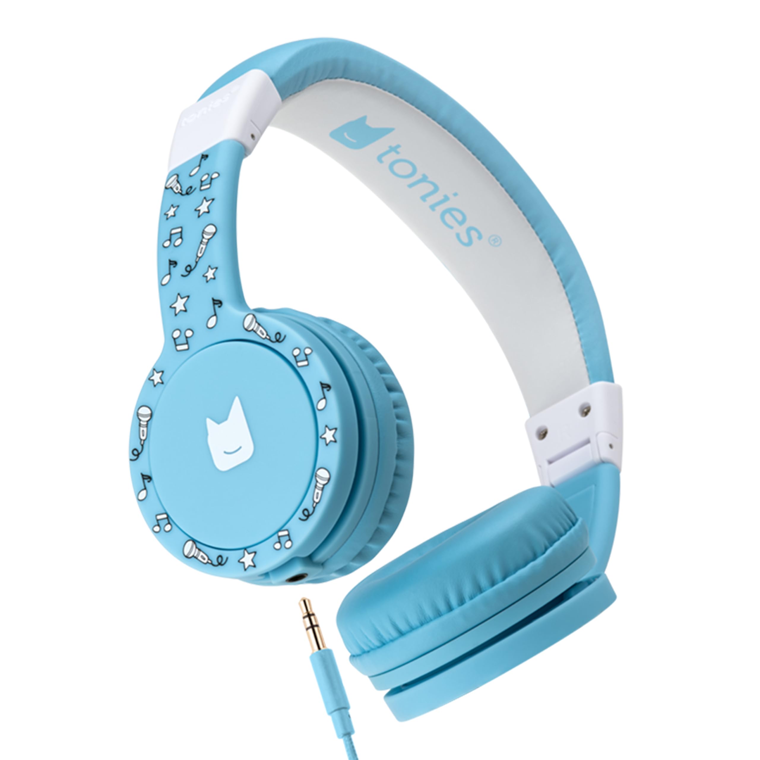 Tonies Foldable Wired Headphones for Kids - Comfortably Designed to fit On-Ear - Works with Toniebox and All 3.5mm Devices - Light Blue