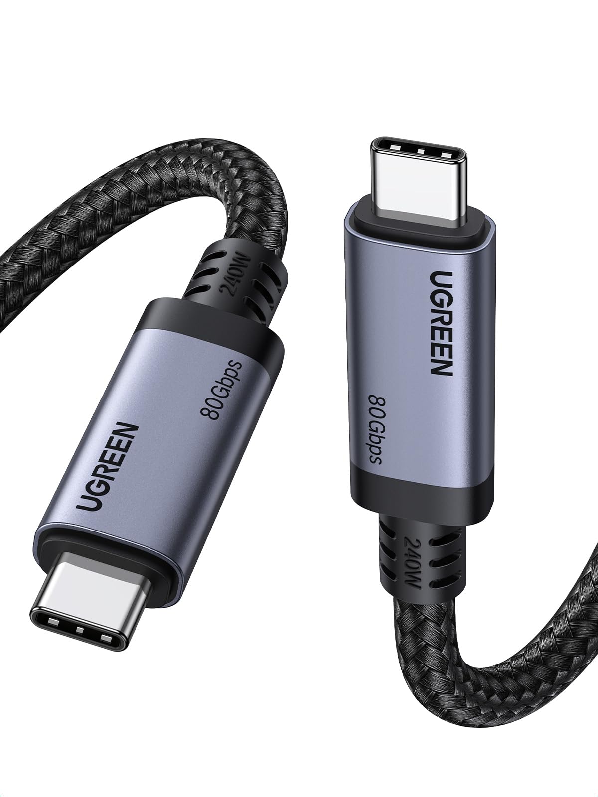 UGREEN USB C to USB C Cable 240W USB4 Gen4 80Gbps Premium 16K Dual 8K Triple 4K Display PD3.1 Type C Fast Charging Compatible with USB C Monitors, MacBook, iPad, iPhone 16/15/14, 3.3FT