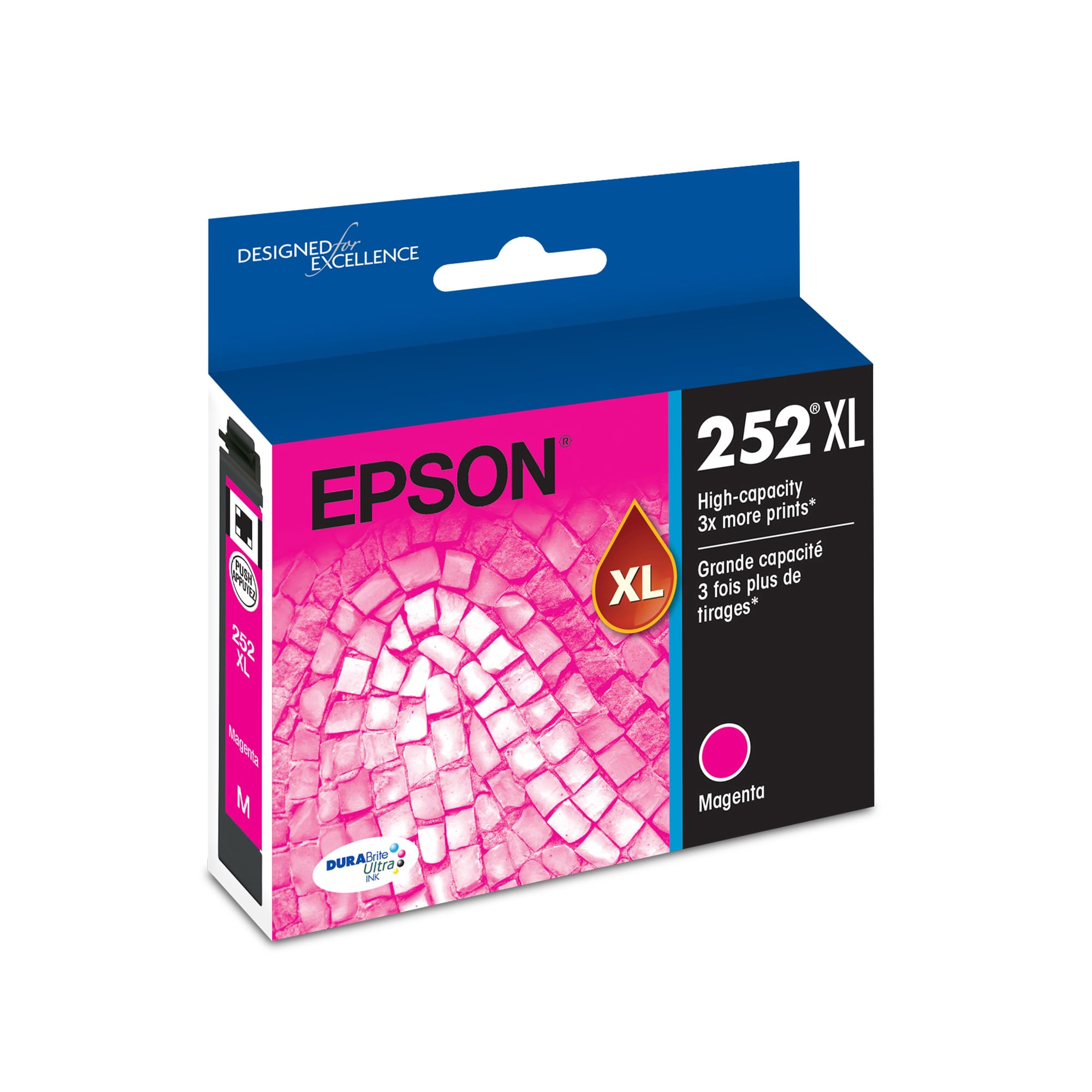 EPSON 252 DURABrite Ultra Ink High Capacity Magenta Cartridge (T252XL320-S) Works with WorkForce WF-3620, WF-3640, WF-7110, WF-7610, WF-7620, WF-7710, WF-7720, WF-7210