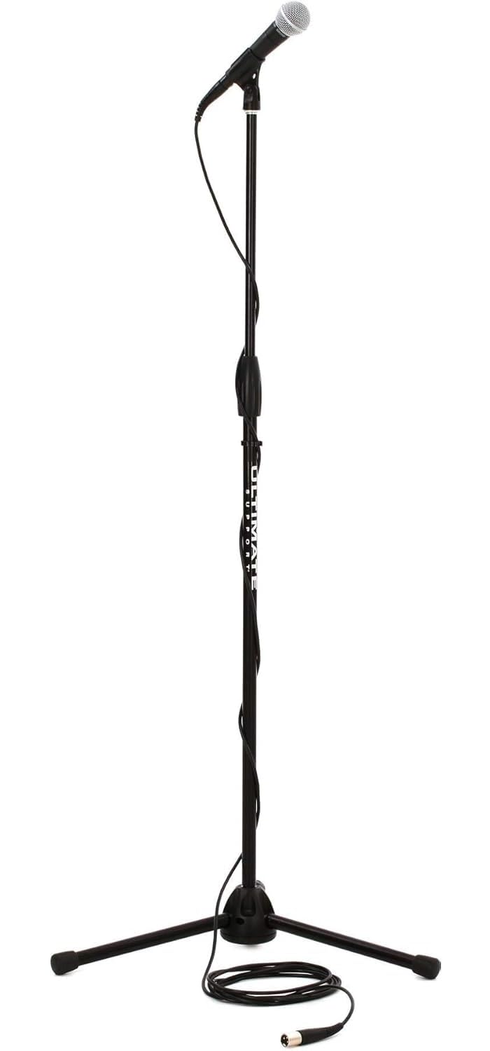 Shure SM58 Pro XLR Dynamic Microphone Stage Performance Kit with 15-Foot XLR-XLR Cable, Stand, A25D Clip and Bag - Professional Studio & Live Performance Cardioid Mic for Vocals (SM58-CN BTS)