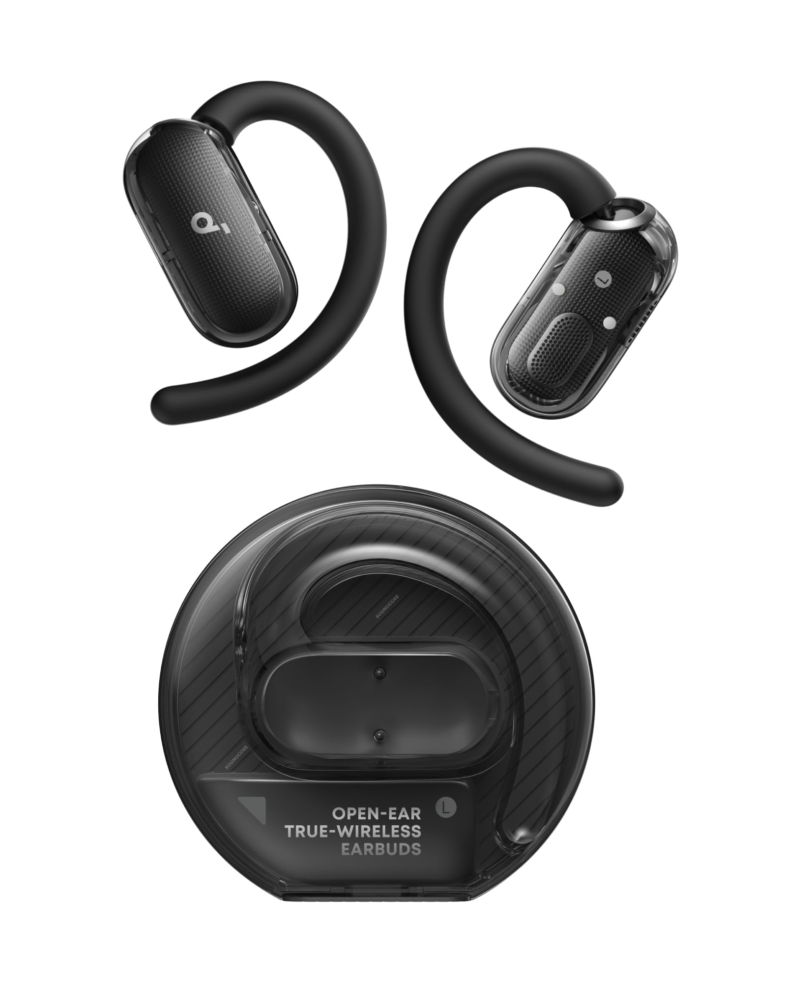 soundcore V40i by Anker, Open-Ear Headphones, Crystal-Clear Design, Lidless Case, 4 Adjustable Positions for Every Ear Size, Richer Bass, IP55, 21H Playtime, AI Clear Calls, Bluetooth 5.4, App Control