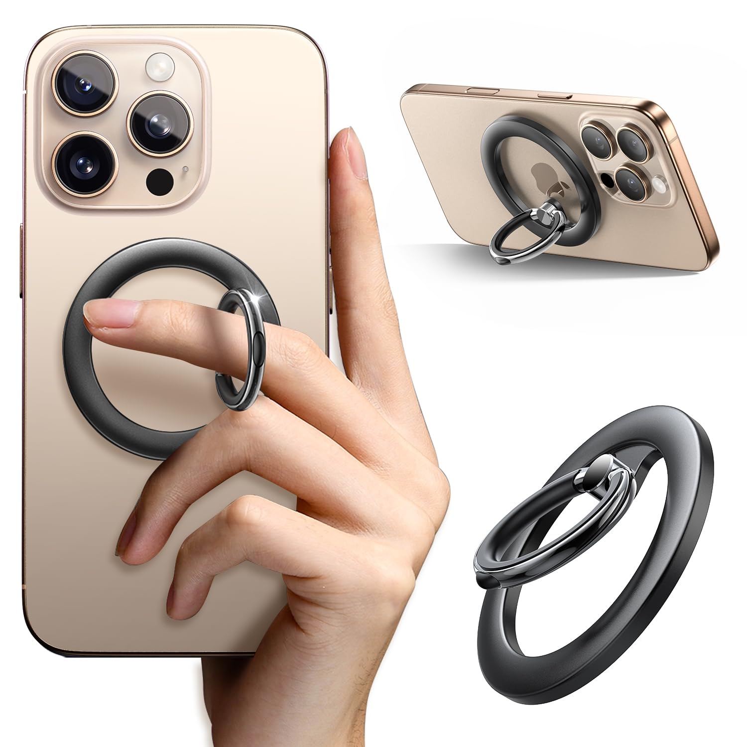 LISEN for Magsafe Phone Grip Holder, 360° Rotation Magnetic Phone Ring Holder Grip, Magnetic Ring for Phone Case Stand Cell Phone Grip Holder for iPhone 16 Pro Max 16 15 14 13 12 Pro Max Plus Samsung