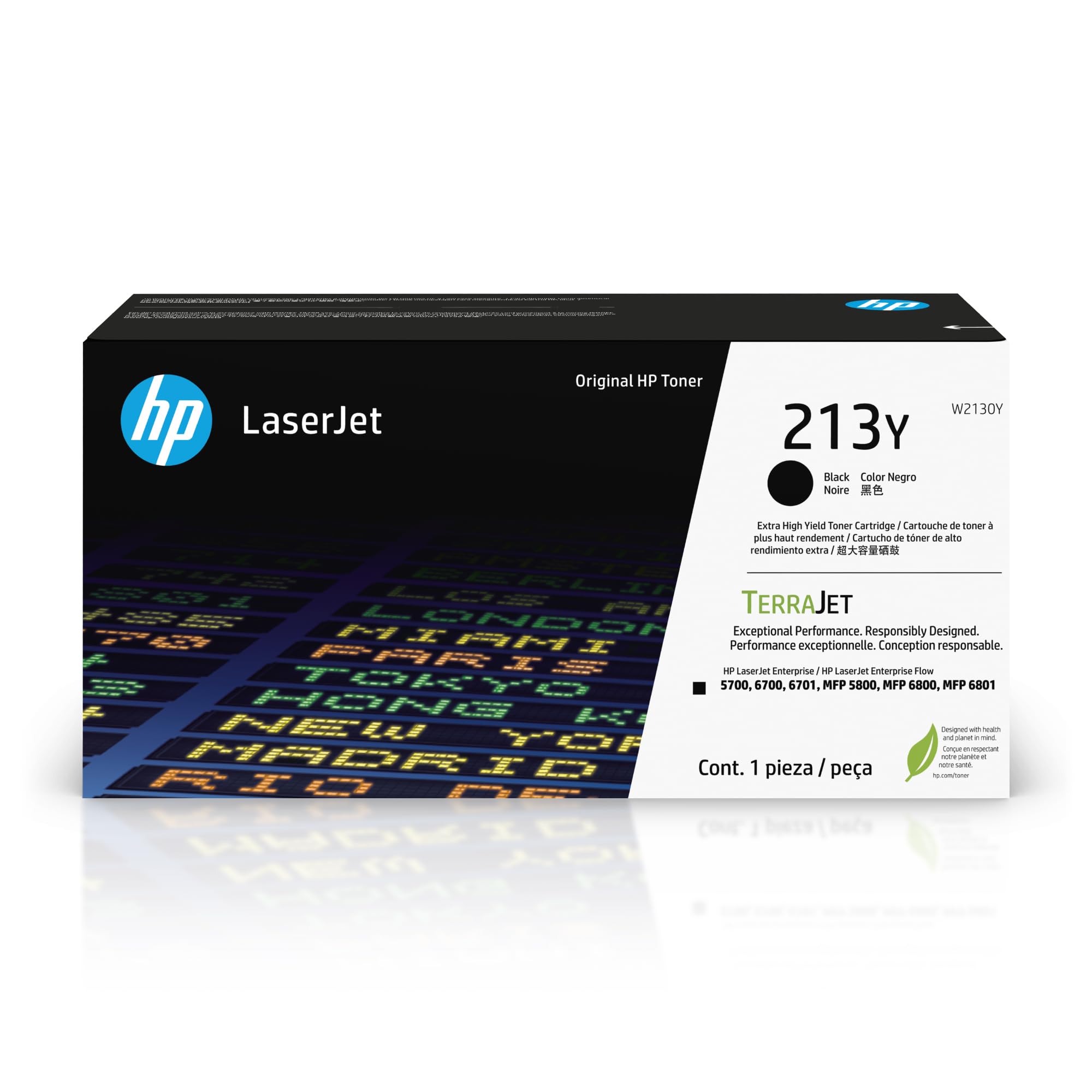 HP 213Y Extra High Yield Black Original Laserjet Toner Cartridge, W2130Y. Works Laserjet Enterprise 5700, 5800, 6700, 6701, 6800, 6801