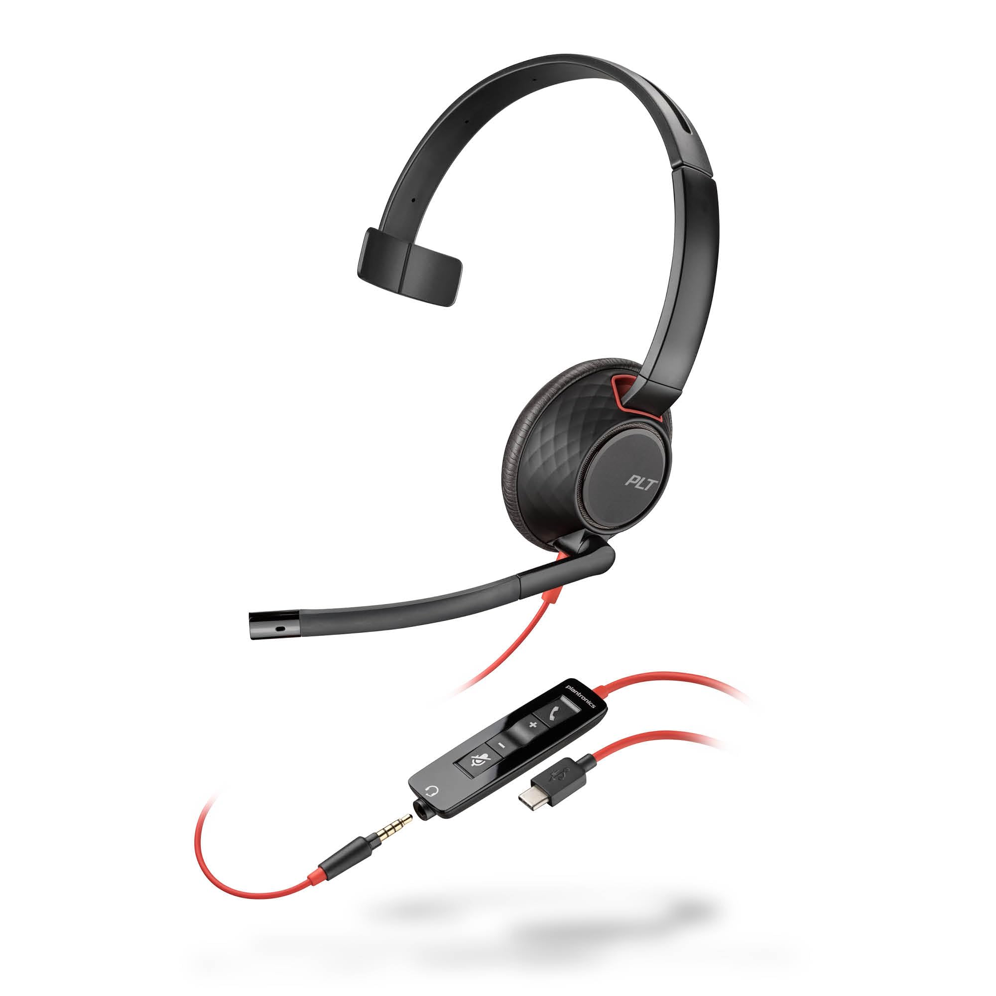 Poly Blackwire 5210 Wired Headset (Plantronics) Flexible Noise-Canceling Boom Mic Single-Ear Design - PC/Mac, Mobile via USB-C, USB-A, 3.5mm - Works w/Teams, Zoom - Amazon Exclusive (9P7X5AA)