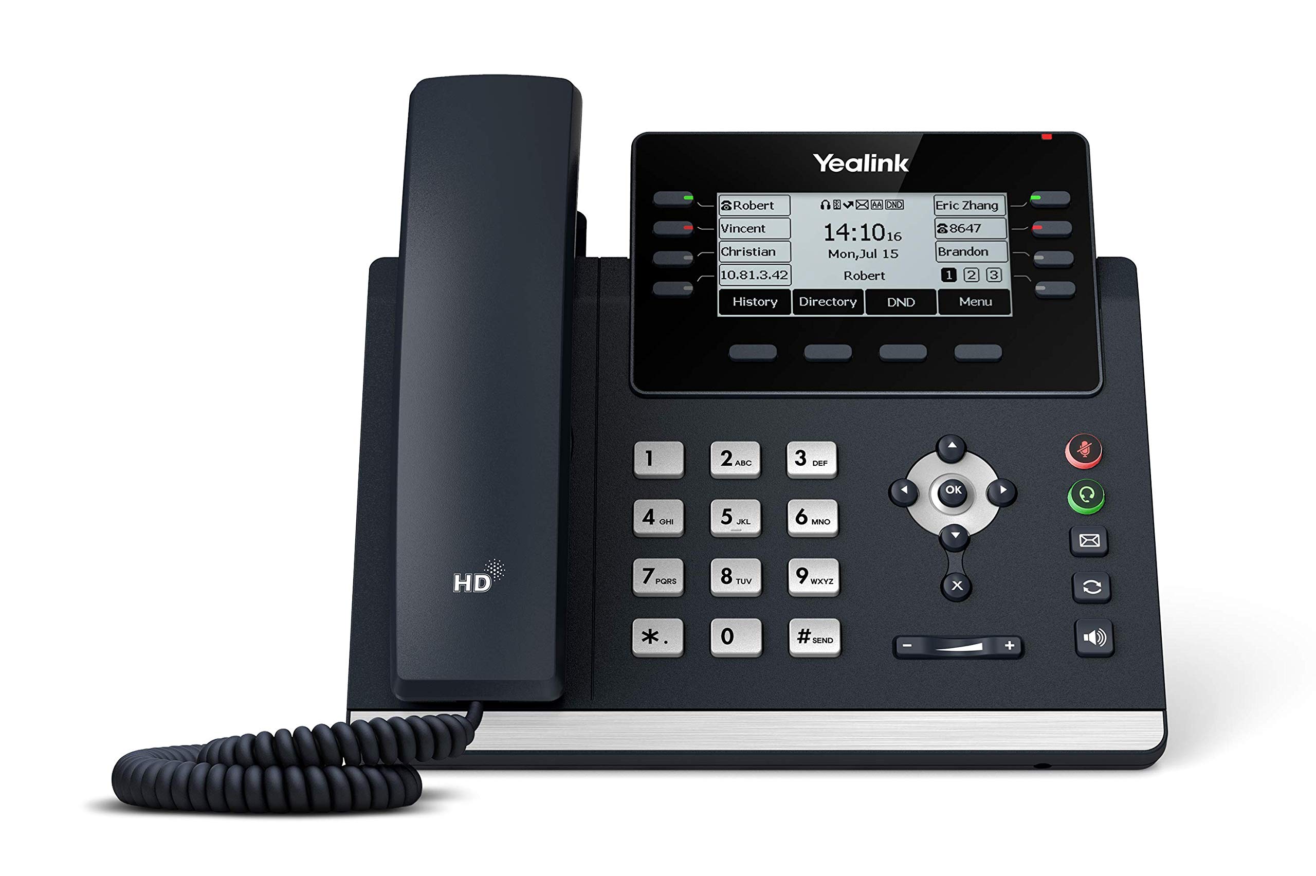 Yealink T43U IP Phone, 12 VoIP Accounts. 3.7-Inch Graphical Display. Dual USB 2.0, Dual-Port Gigabit Ethernet, 802.3af PoE, Power Adapter Not Included (SIP-T43U)