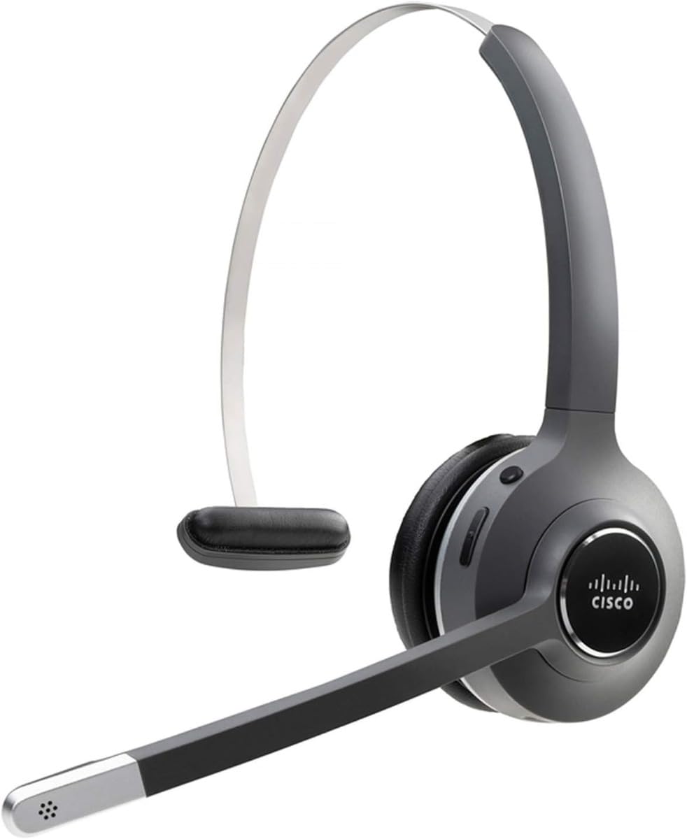 CISCO Headset 561, Wireless Single On- Ear DECT Headset with Multi-Source Base for US & Canada, Charcoal, 2-Year Limited Liability Warranty (CP-HS-WL-561-M-US=)