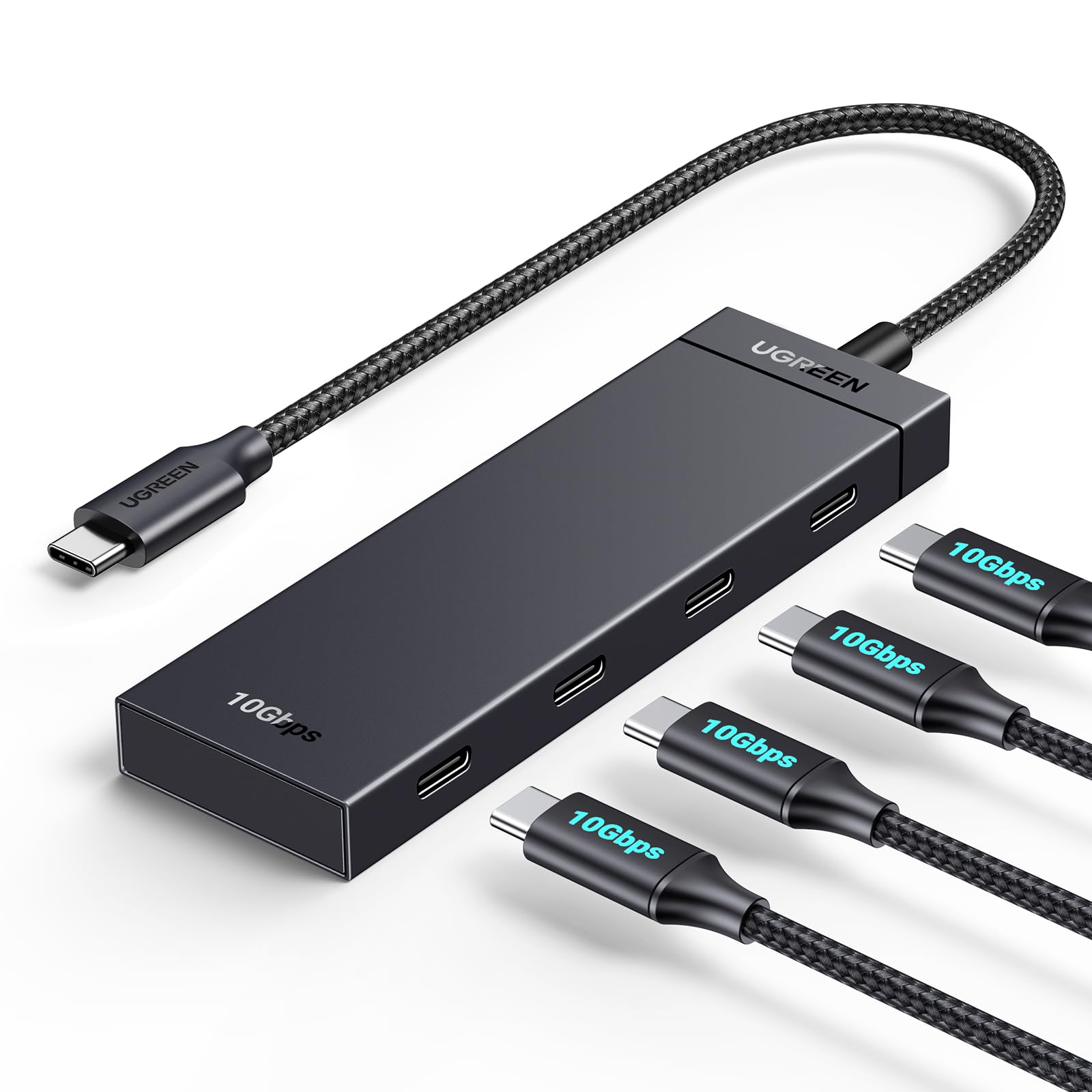 UGREEN USB-C Hub 4-Port 10Gbps Data Only USB 3.2 Hub Multiport Adapter Compatible with MacBook Pro, MacBook Air, iPad Pro, iPad mini 6 and iPhone 15, Plug and Play 0.3ft Cable