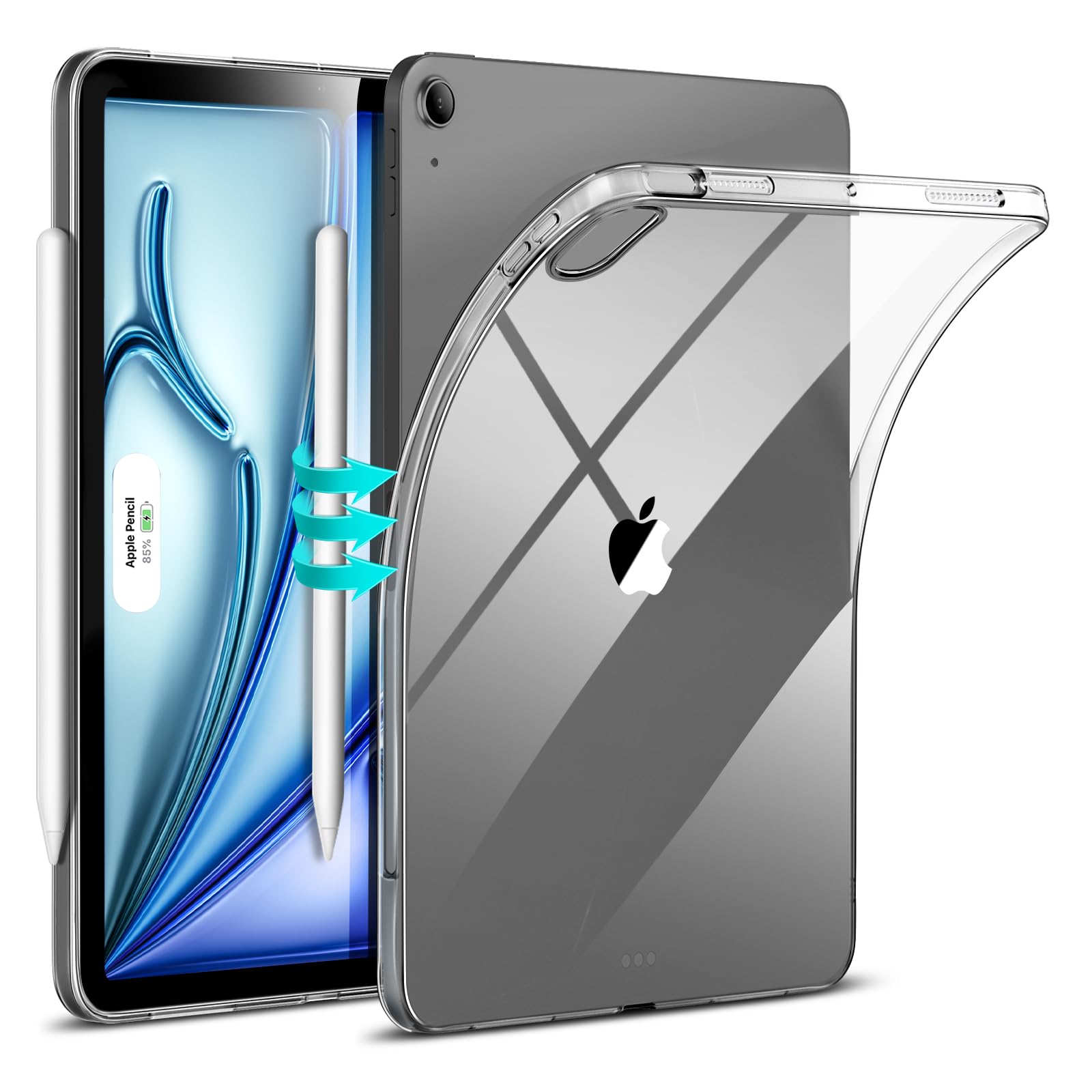 ESR for iPad Air 11 Inch Case M3/M2 (2025/2024), iPad Air 5th/4th Gen(2022/2020), Slim&Light, Yellowing Resistant, Transparent Back Cover, Supports Pencil Pro&Pencil (USB-C), Zero Series, Clear