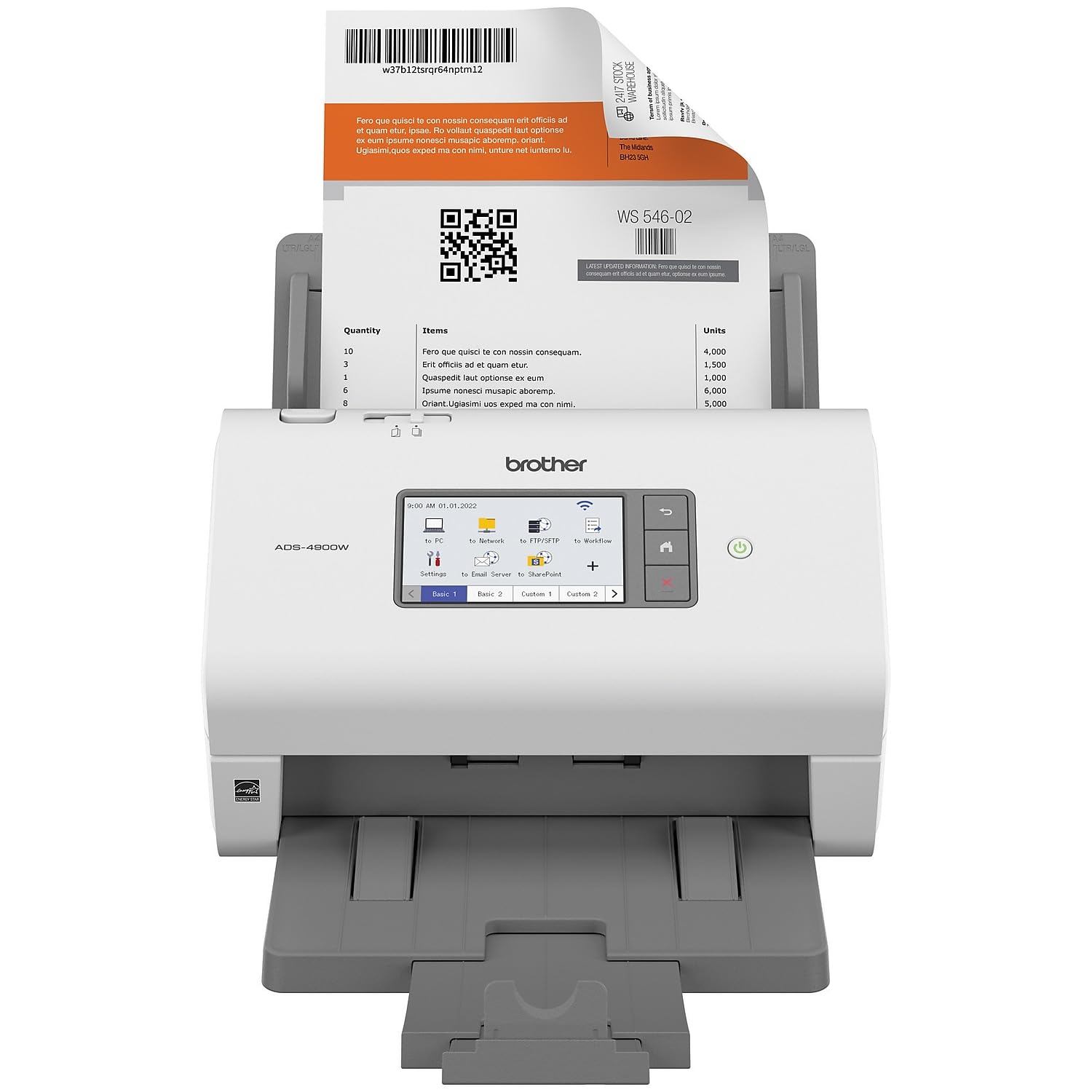 Brother ADS-4900W Professional Desktop Scanner with Fast Scan Speeds, Duplex, Wireless, and Large Touchscreen, White