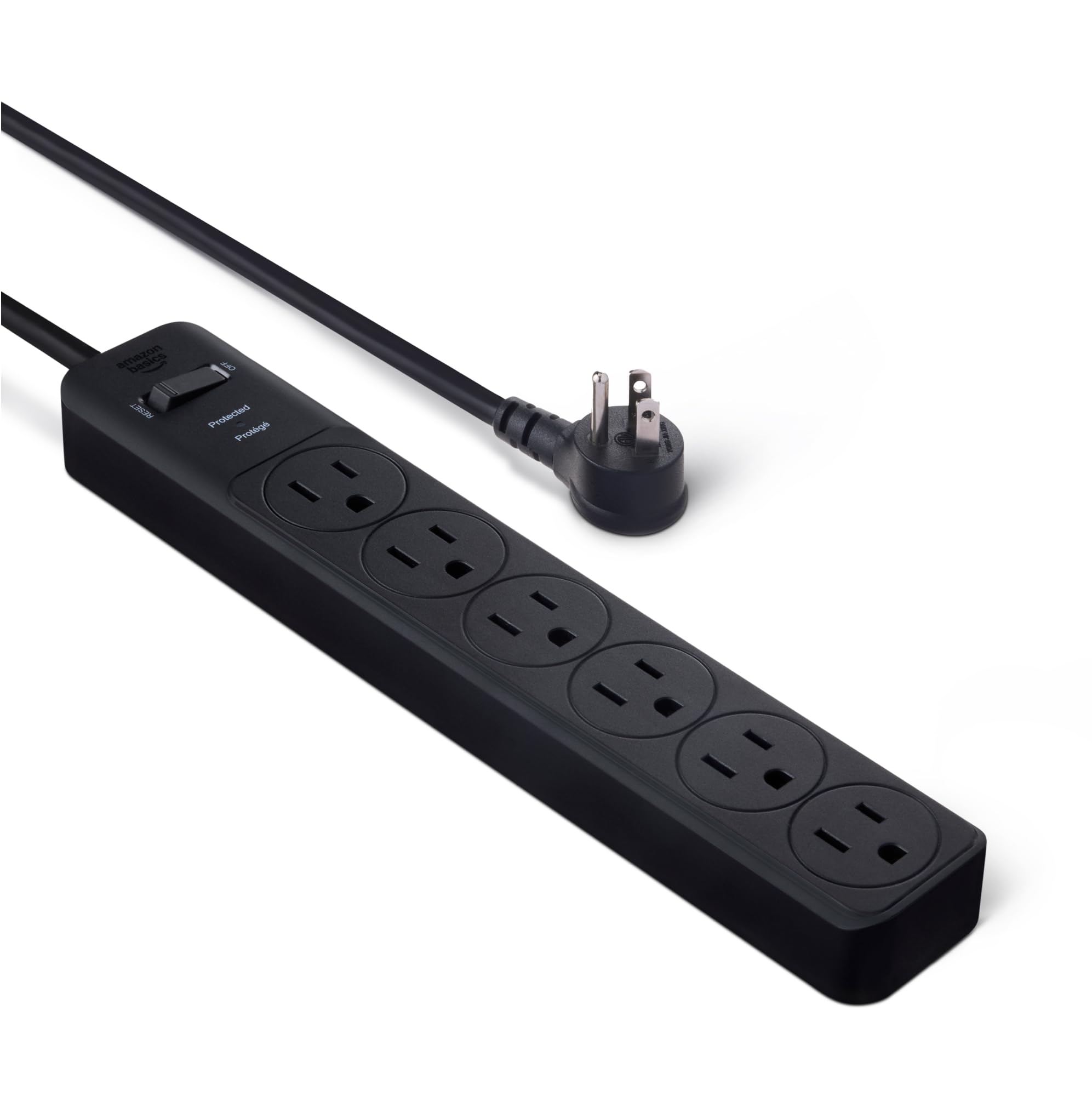 Amazon Basics Surge Protector Power Strip, 6-Outlet, 790 Joules, 6ft Extension Cord, Black