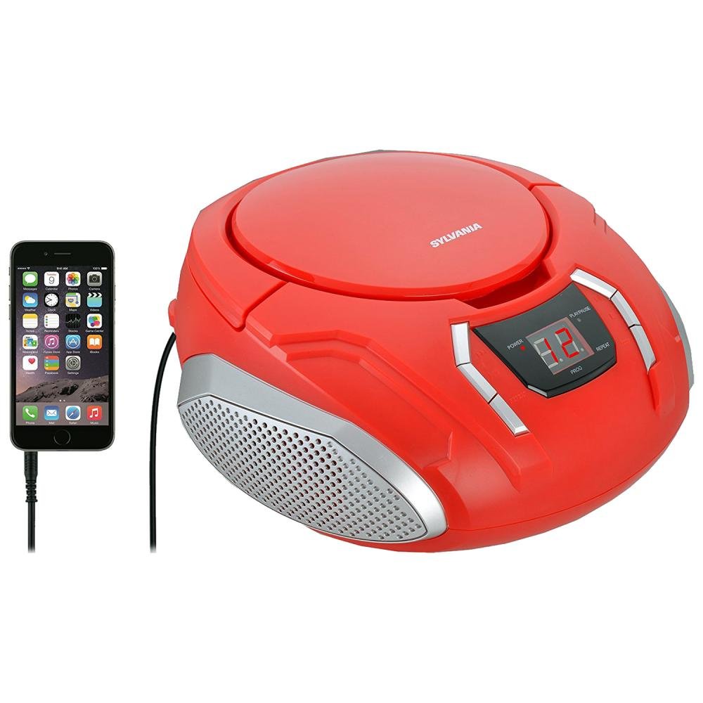 Proscan Elite Portable CD Boombox with AM/FM Radio - Red