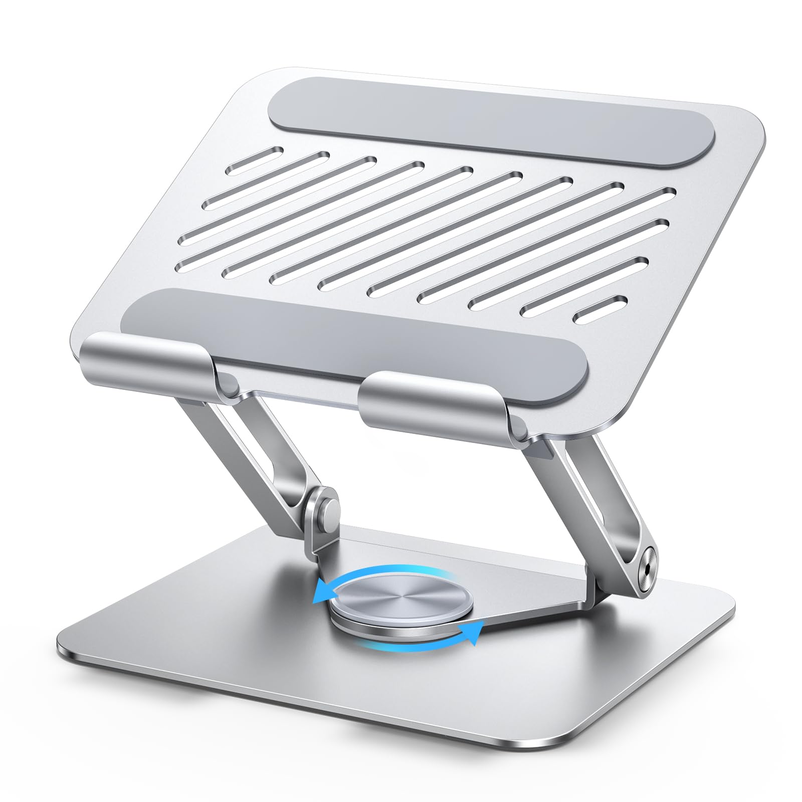 UGREEN Tablet Stand Holder for Desk with 360° Rotating Base Aluminum Dual Rod Support Adjustable Home Office Accessories Compatible for iPad Pro 13 12 11 Air Mini 5 4 3 Phone E-Reader Silver