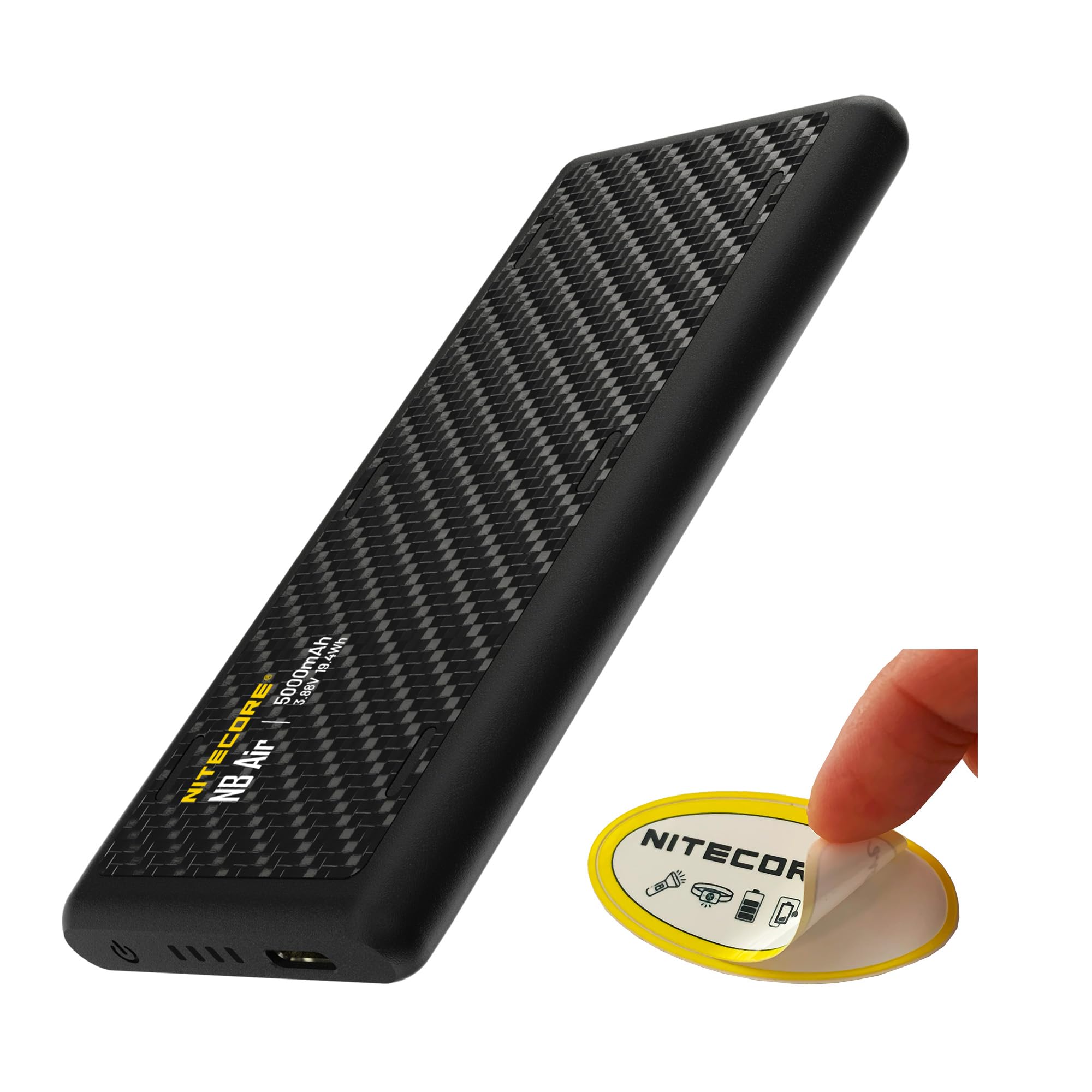 Nitecore NB Air 5000mAh Ultra Lightweight and Slim Power Bank, USB-C Port for Phones, Smart Watches, Earbuds, Flashlights, and Headlamps