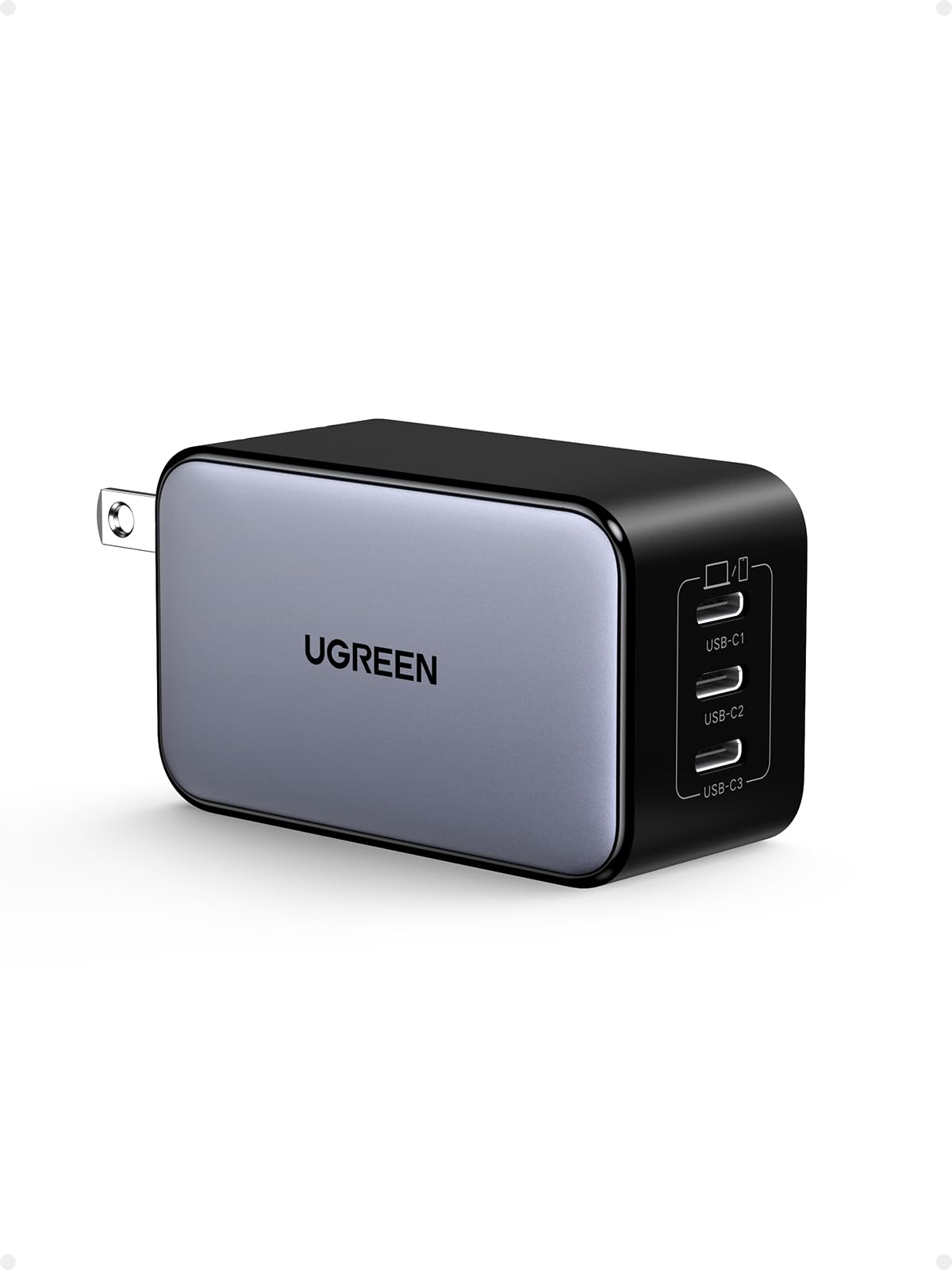 UGREEN 65W USB-C Charger Block, Nexode 3-Port Type-C GaN Charger USB C Power Adapter Fast Charging Compatible with iPhone 16/15, Galaxy S24/S23, MacBook Pro/Air, iPad Pro/Air, Pixel 9/8, Steam Deck