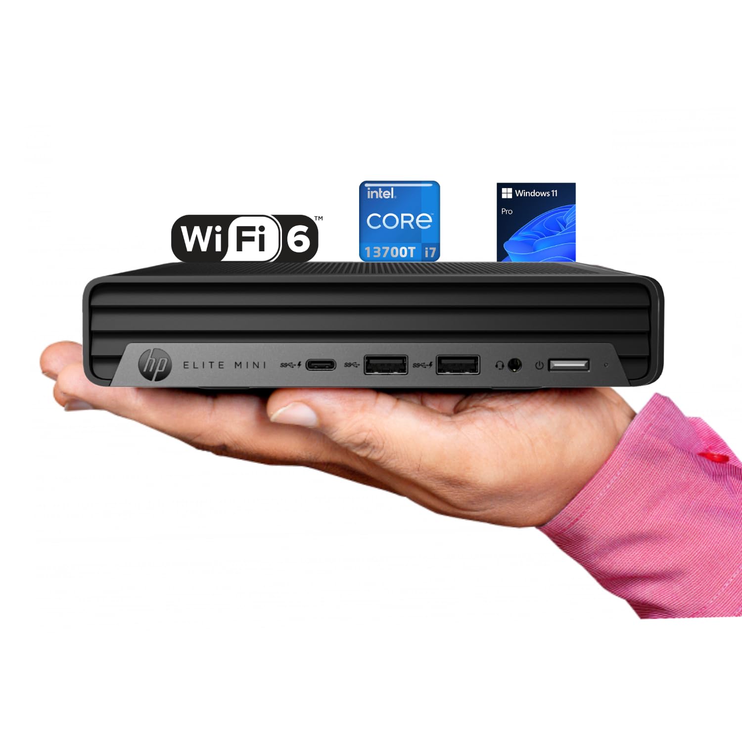 HP Elite Mini G9 Business Desktop Computer, 13th Gen Intel 16-Core i7-13700T, USB-C, Ultra Quite Design, RJ-45, HDMI, Wi-Fi 6, Bluetooth, KB & Mouse, Windows 11 Pro (16GB RAM | 512GB SSD)