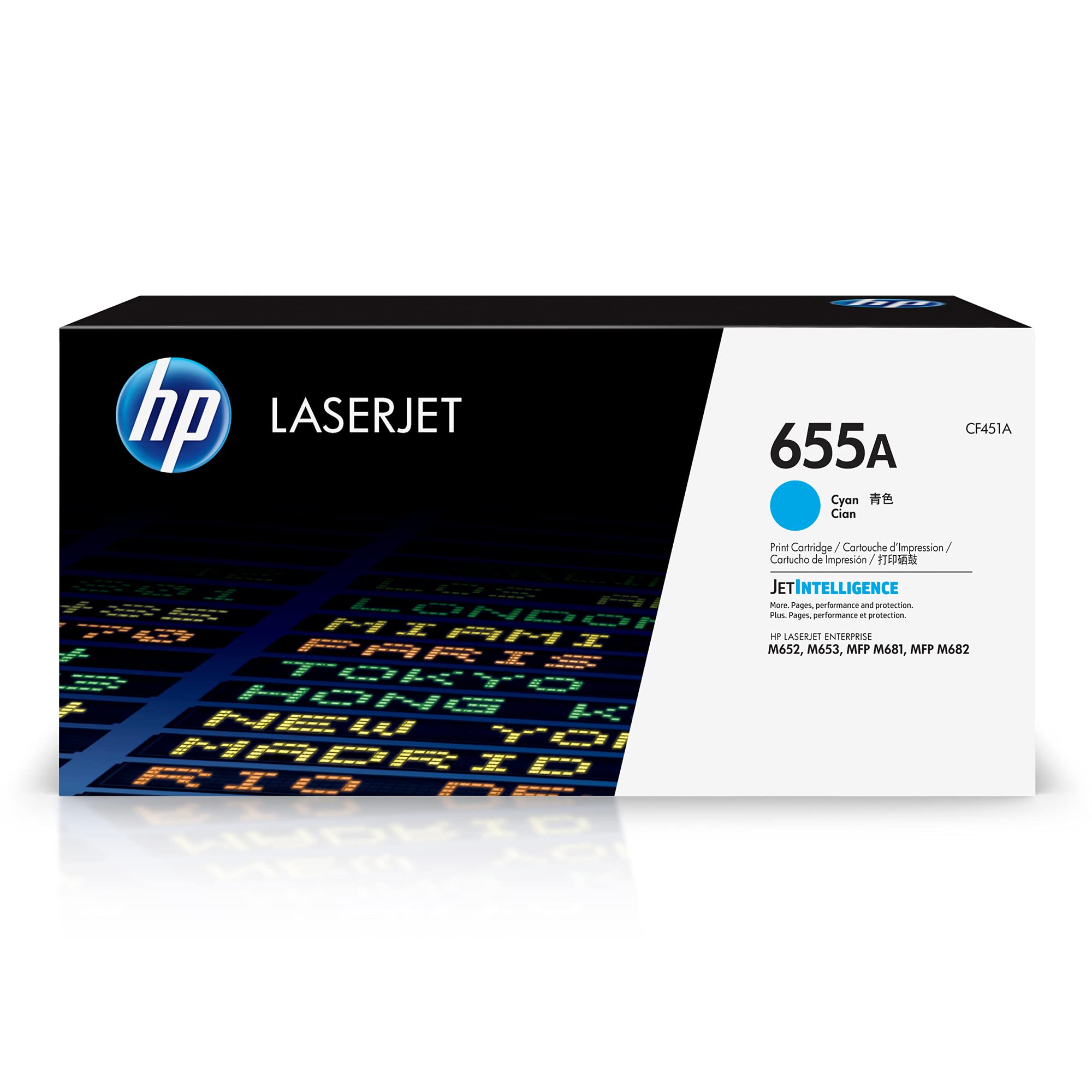 HP 655A Cyan Toner Cartridge | Works with HP Color LaserJet Enterprise M652, M653, HP Color LaserJet Enterprise MFP M681, M682 Series | CF451A