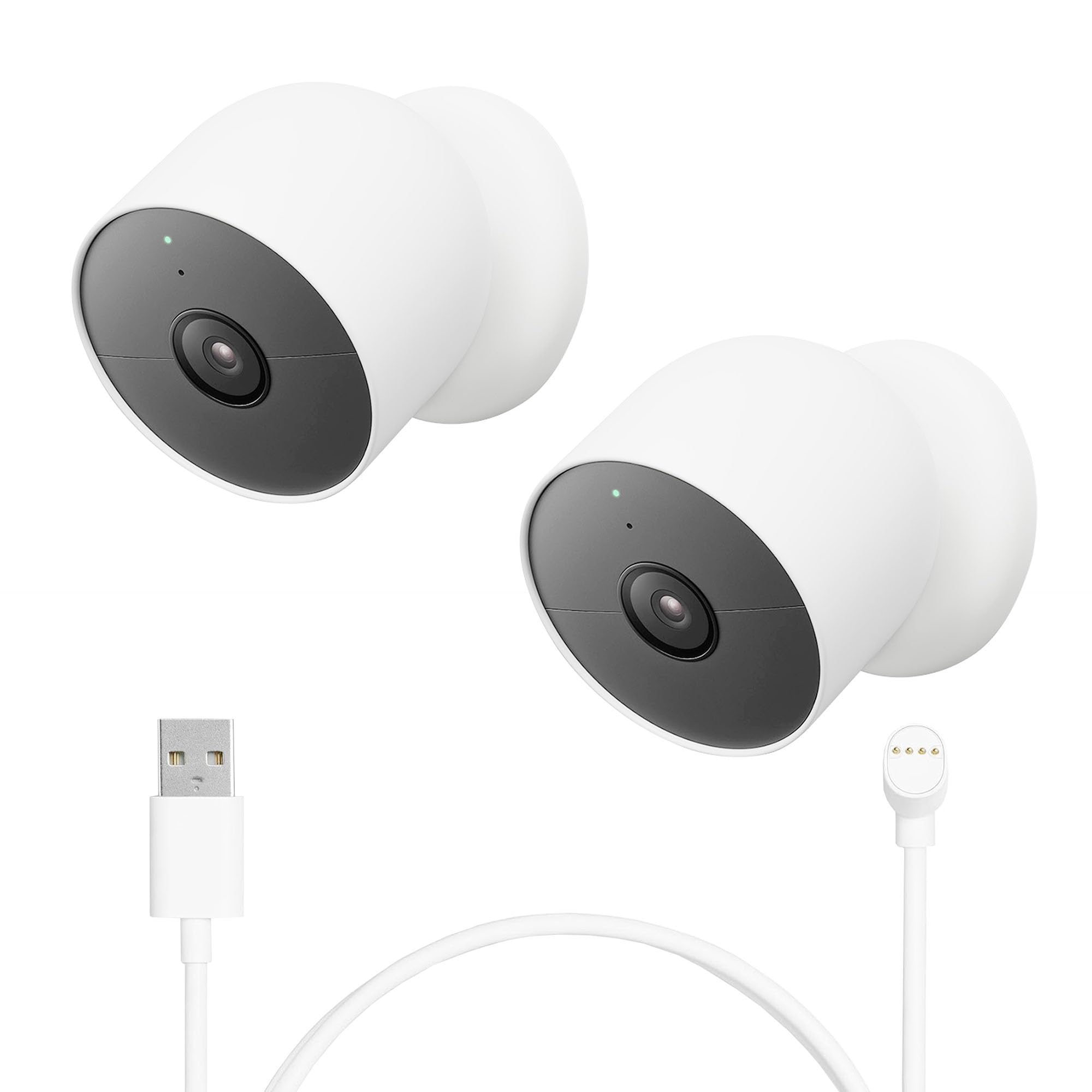 Google Nest Cam Outdoor or Indoor, Battery - 2nd Generation 2 Pack with Extra Replacement Cable