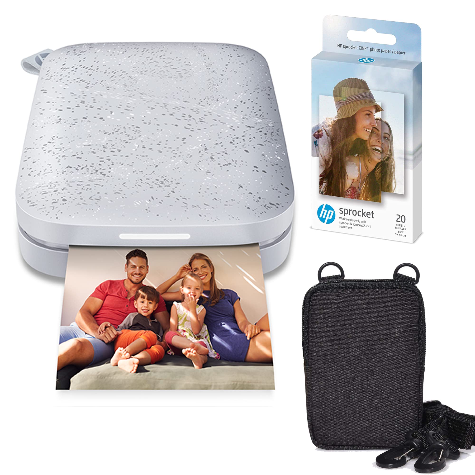 HP Sprocket Portable 2x3 Instant Color Photo Printer (Luna Pearl) Zink Paper Bundle