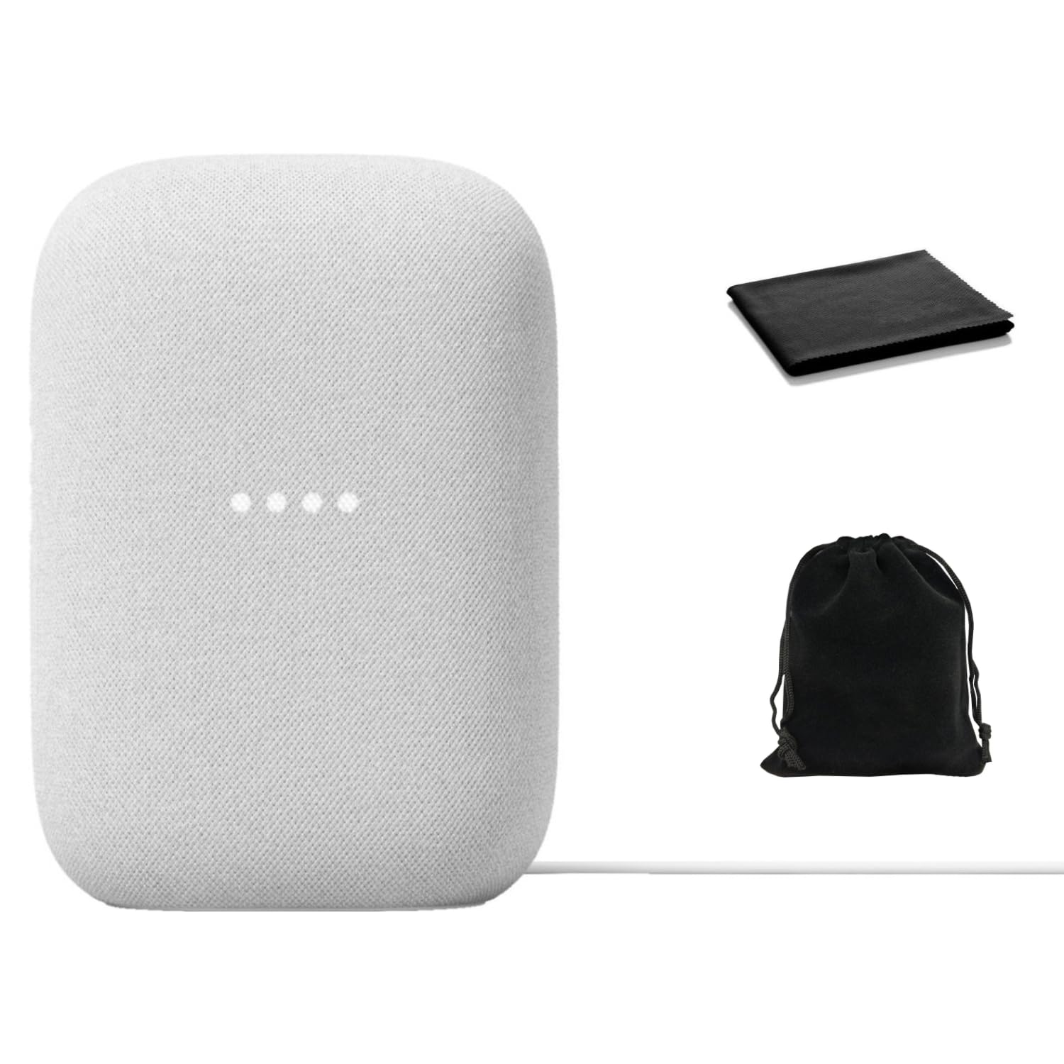 Google Audio Bluetooth Speaker - Wireless Music Streaming, Powerful Sound, Assistant Built-in, Wi-Fi and Bluetooth Connectivity, Smart Home Control, Stereo Pairing, Includes Pouch and Cloth