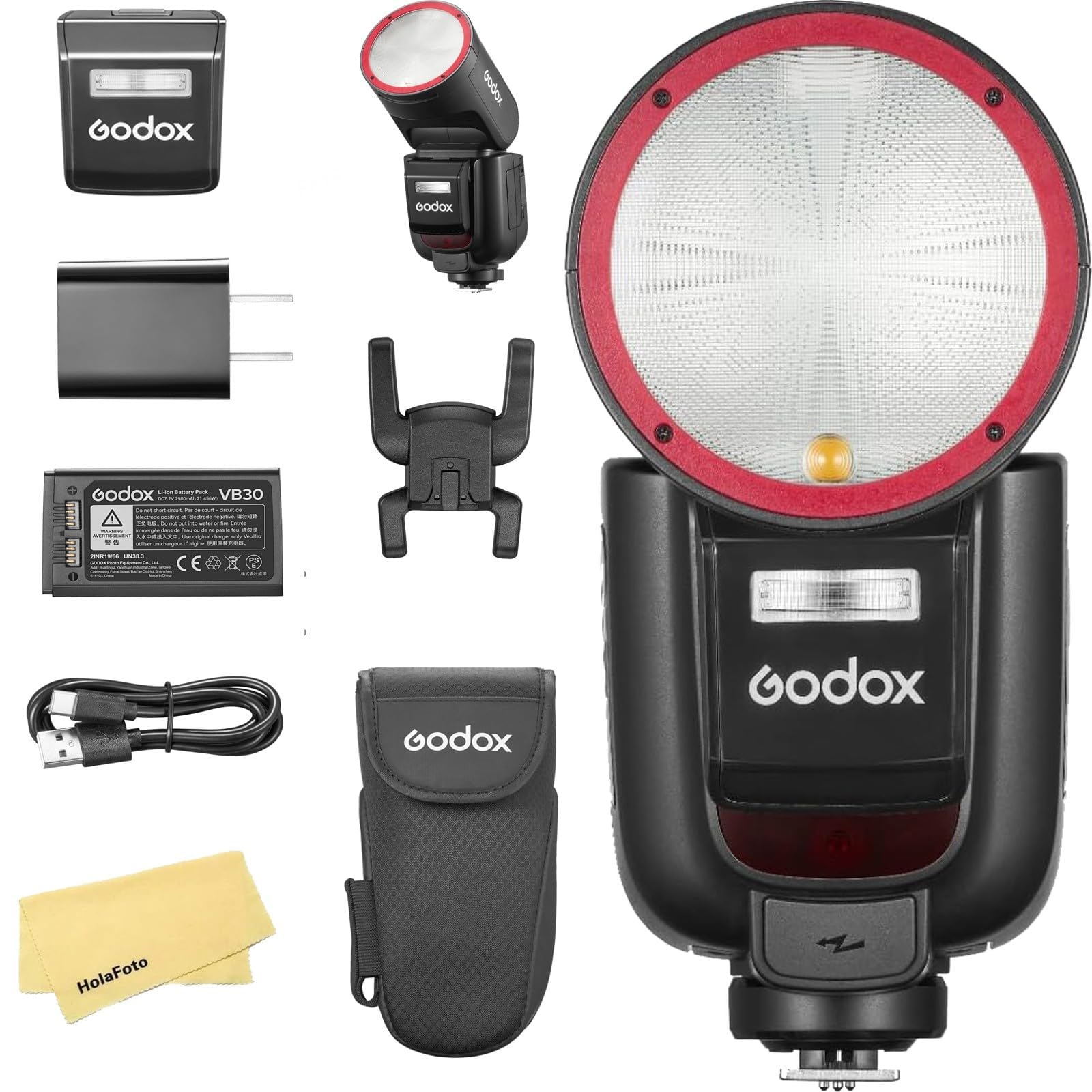 Godox V1 Pro C V1Pro-C USA Version Camera Flash Compatible for Canon Camera Flash Speedlite,76Ws 2.4G TTL 1/8000 HSS,500 Full Power Flashes,1.3s Recycle Time,2980mAh Li-ion Battery,LED Modeling Lamp