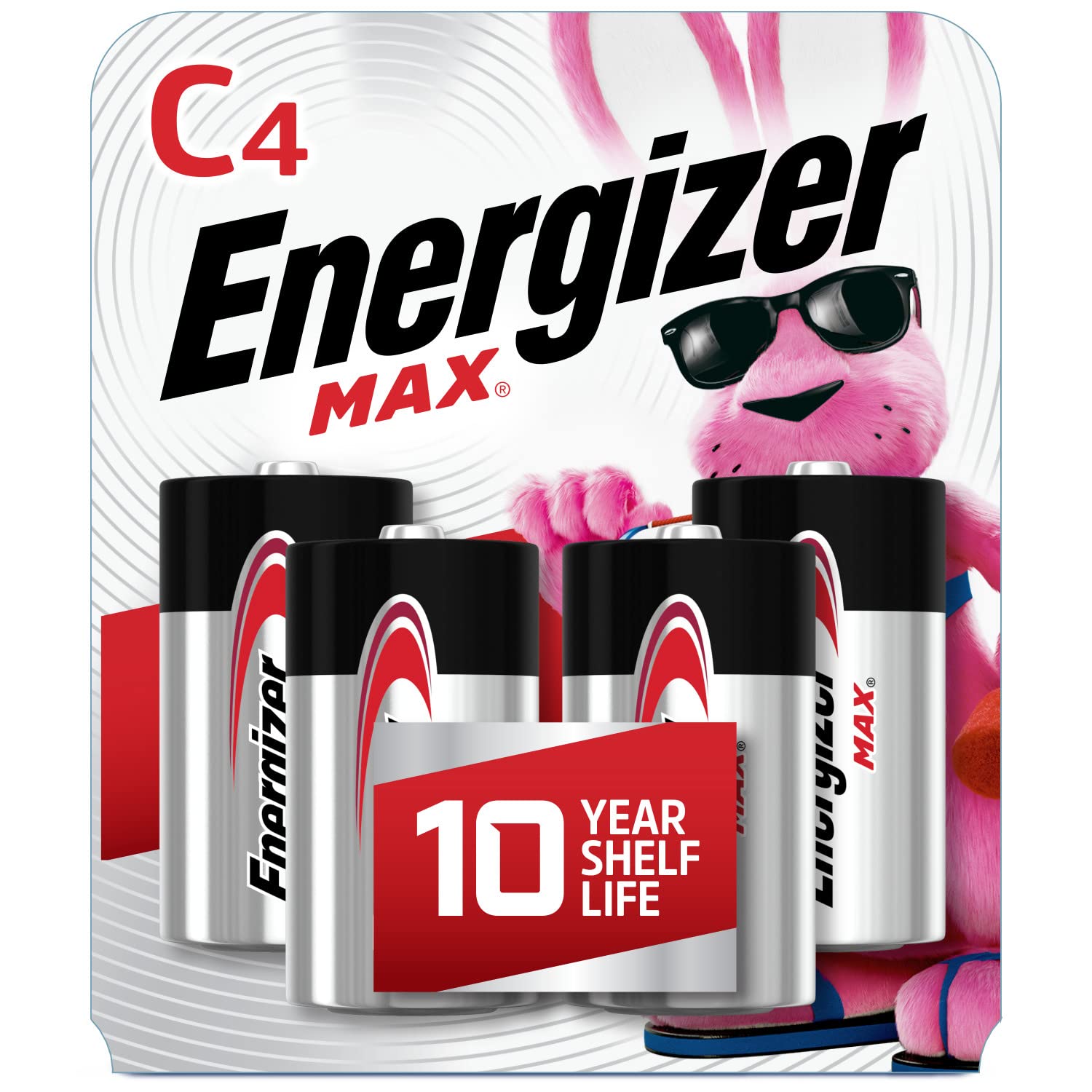 Energizer 30039800039768 Max C Batteries, Premium Alkaline C Cell Batteries (4 Battery Count), Silver