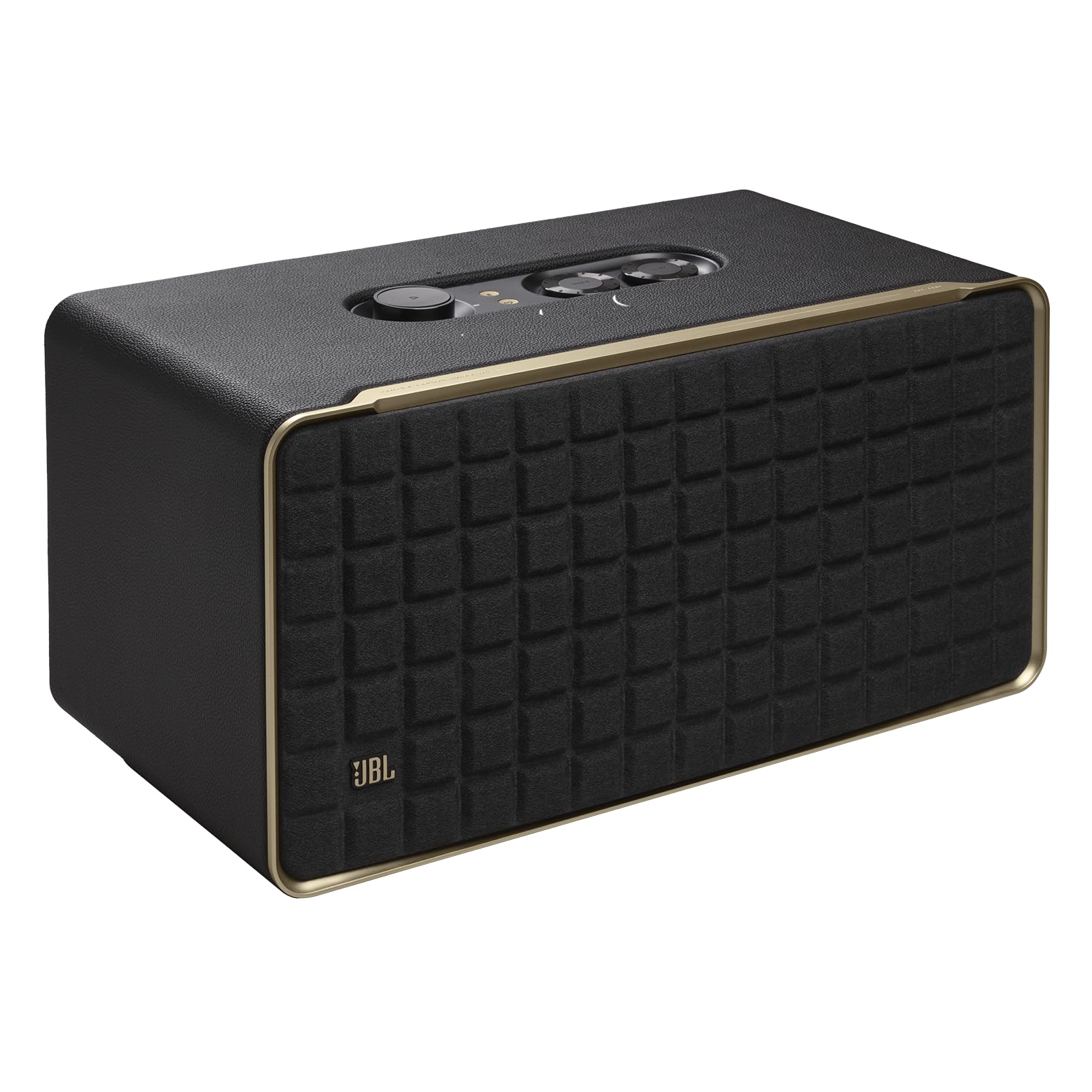 JBL Authentics 500 - Retro Style Home Speaker with Bluetooth, Voice Control, and Dolby Atmos, Multi Room Playback, Built in Alexa and Google Assistant, Automatic self tuning