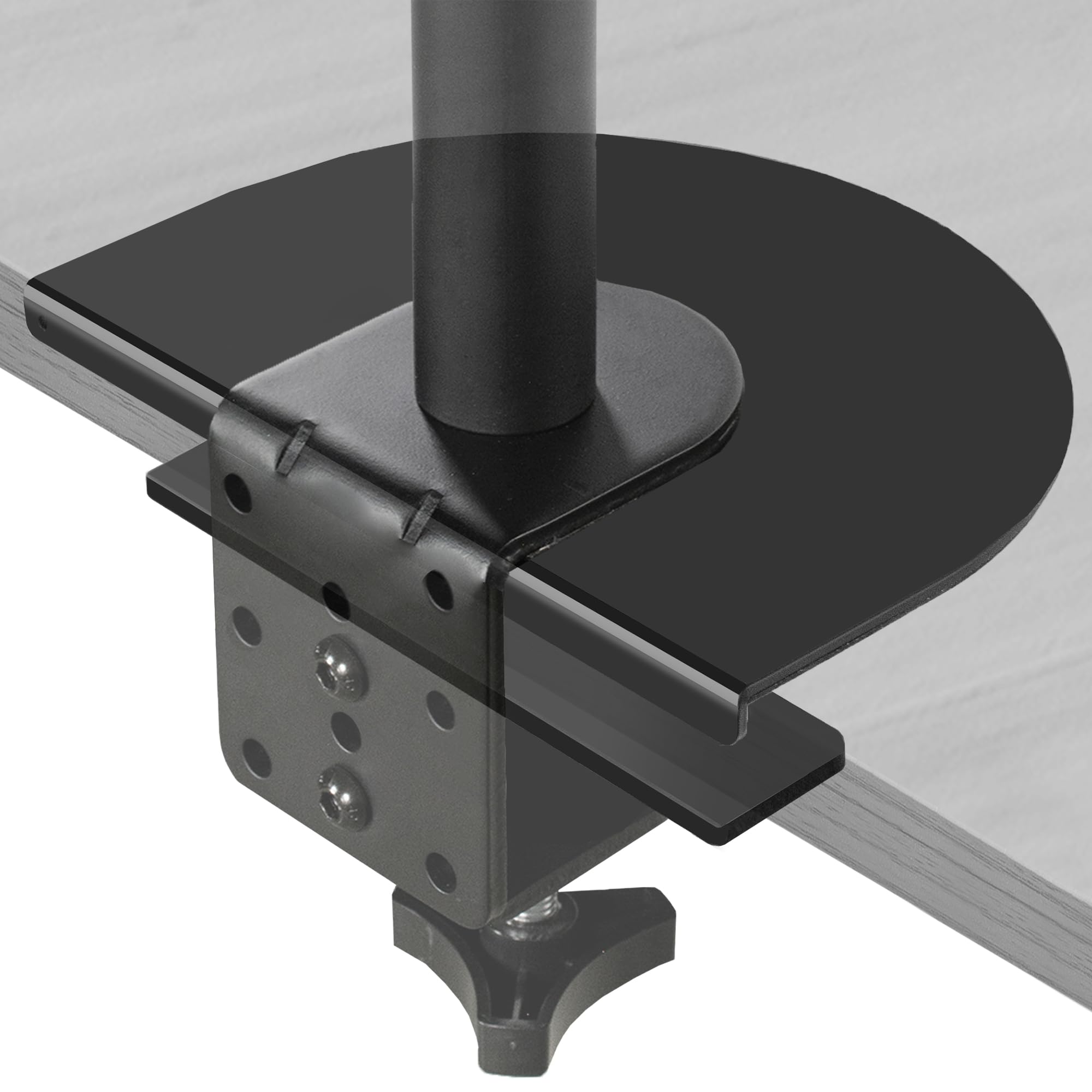 VIVO Steel Reinforcement Bracket Mount Plate for Thin, Glass, and Other Fragile Table Top Surfaces, Compatible with Most Monitor Stand C-Clamp Installations, Anti-Slip No Scratch, Black, STAND-AC01R