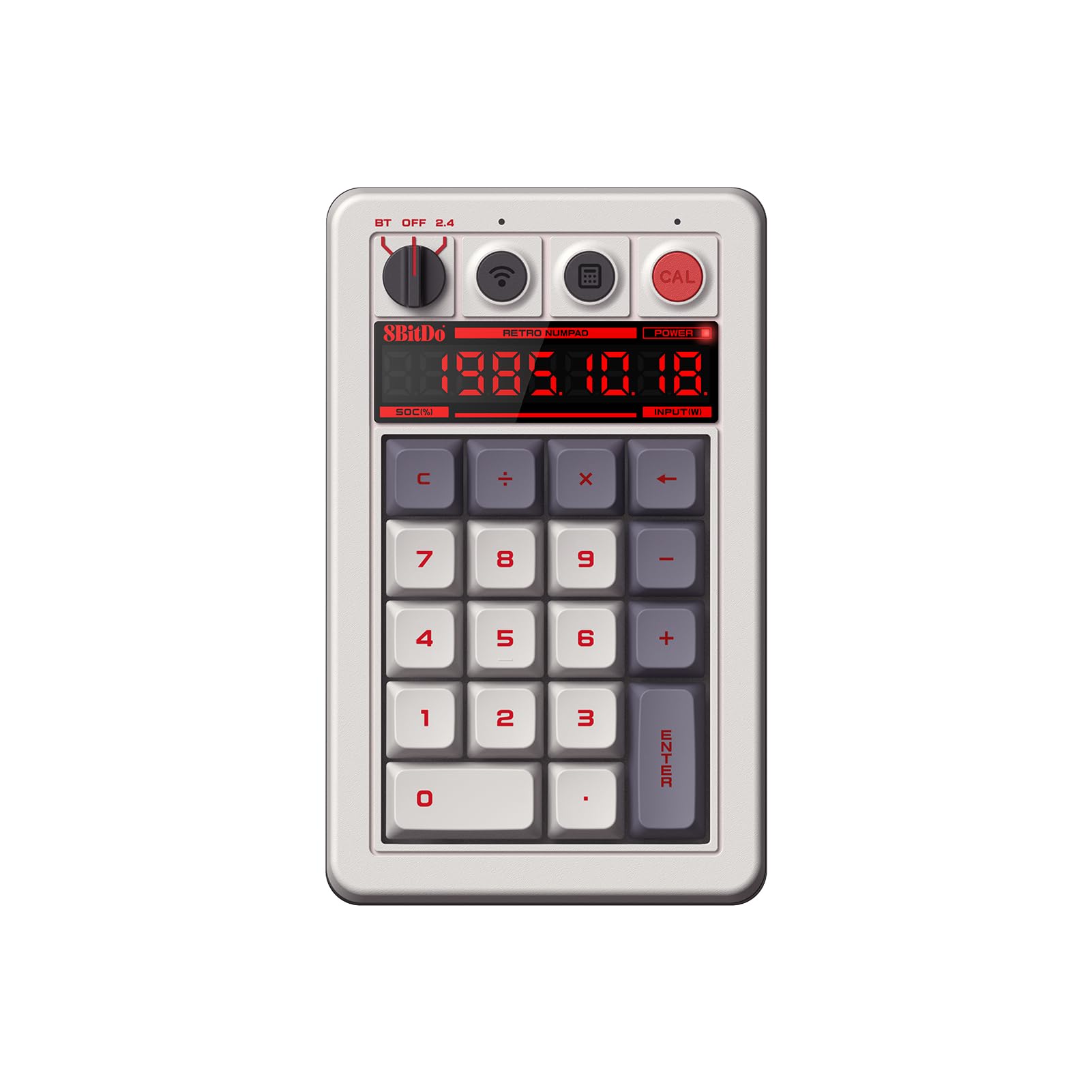 8BitDo Retro 18 Mechanical Numpad, Supports Calculator Mode, Bluetooth/2.4G/Wired Numpad for Windows and Android - N Edition