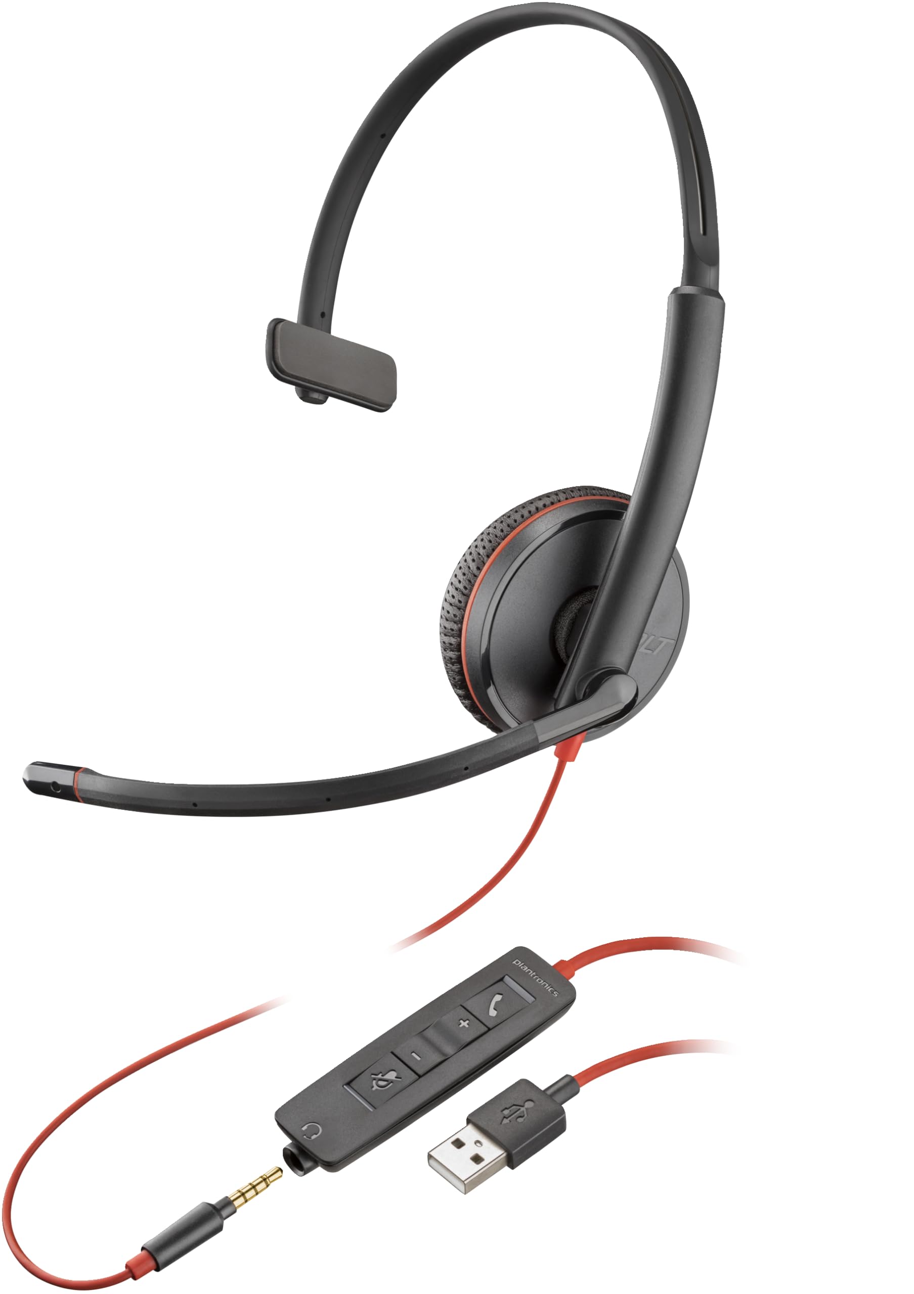 Plantronics Blackwire 3215 USB-A Headset, On-Ear Mono Headset, Wired