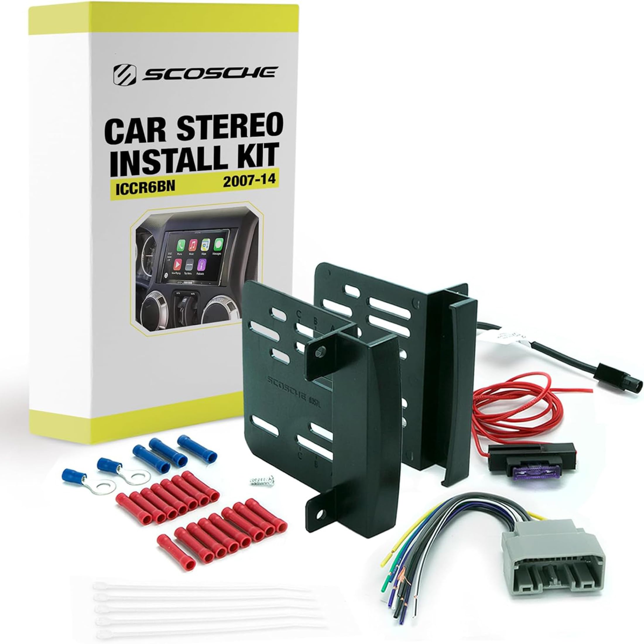 Scosche ICCR6BN Double DIN Radio Installation Dash Kit Compatible with Select 2007-2020 Chrysler, Dodge, Jeep and RAM Vehicles - Complete Aftermarket Car Stereo Install Kit - See Fit Guide In Images