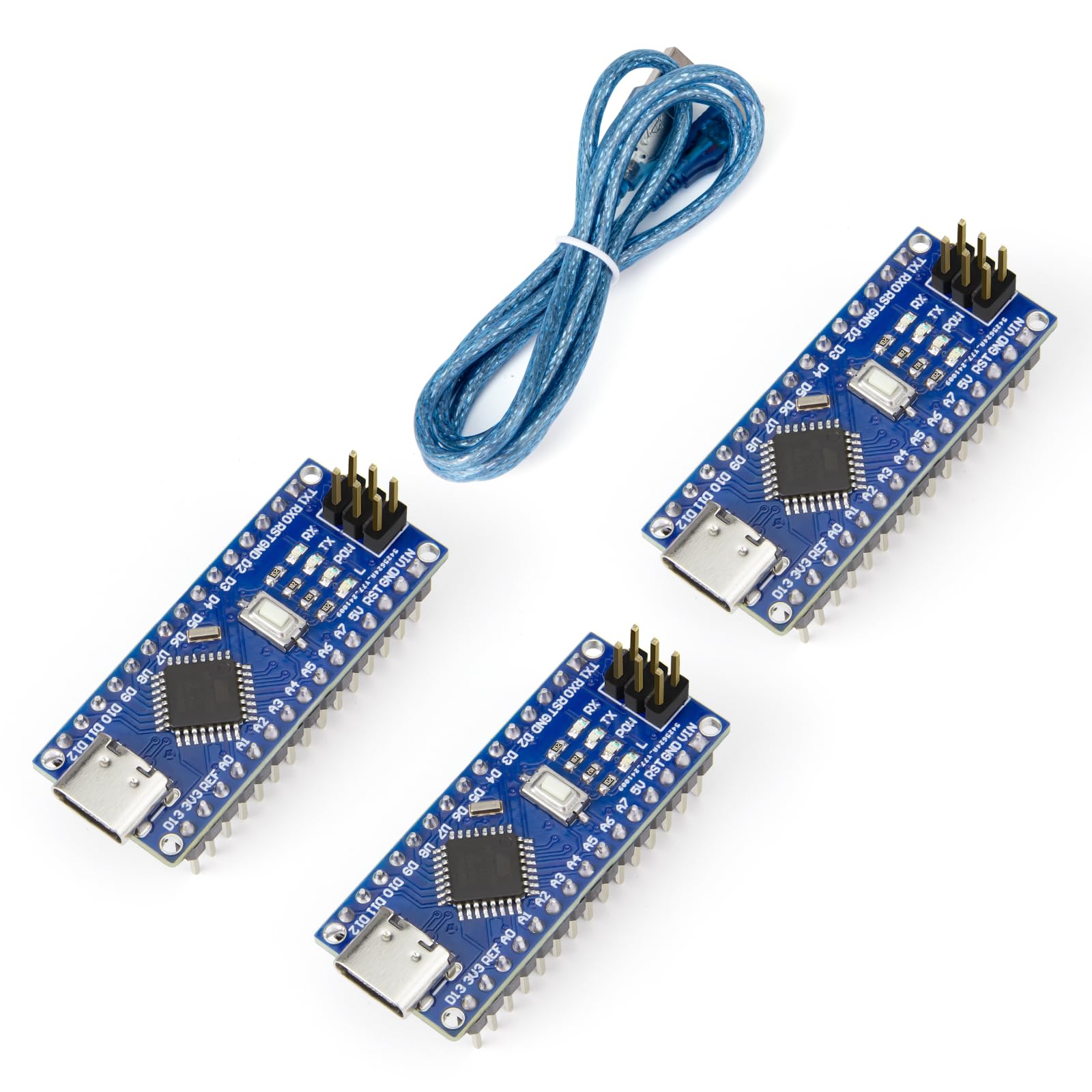ELEGOO Presoldered Nano Boards USB-C with Cable Compatible with Arduino IDE Microcontroller Mini Board ATmega+328P CH340 Chip