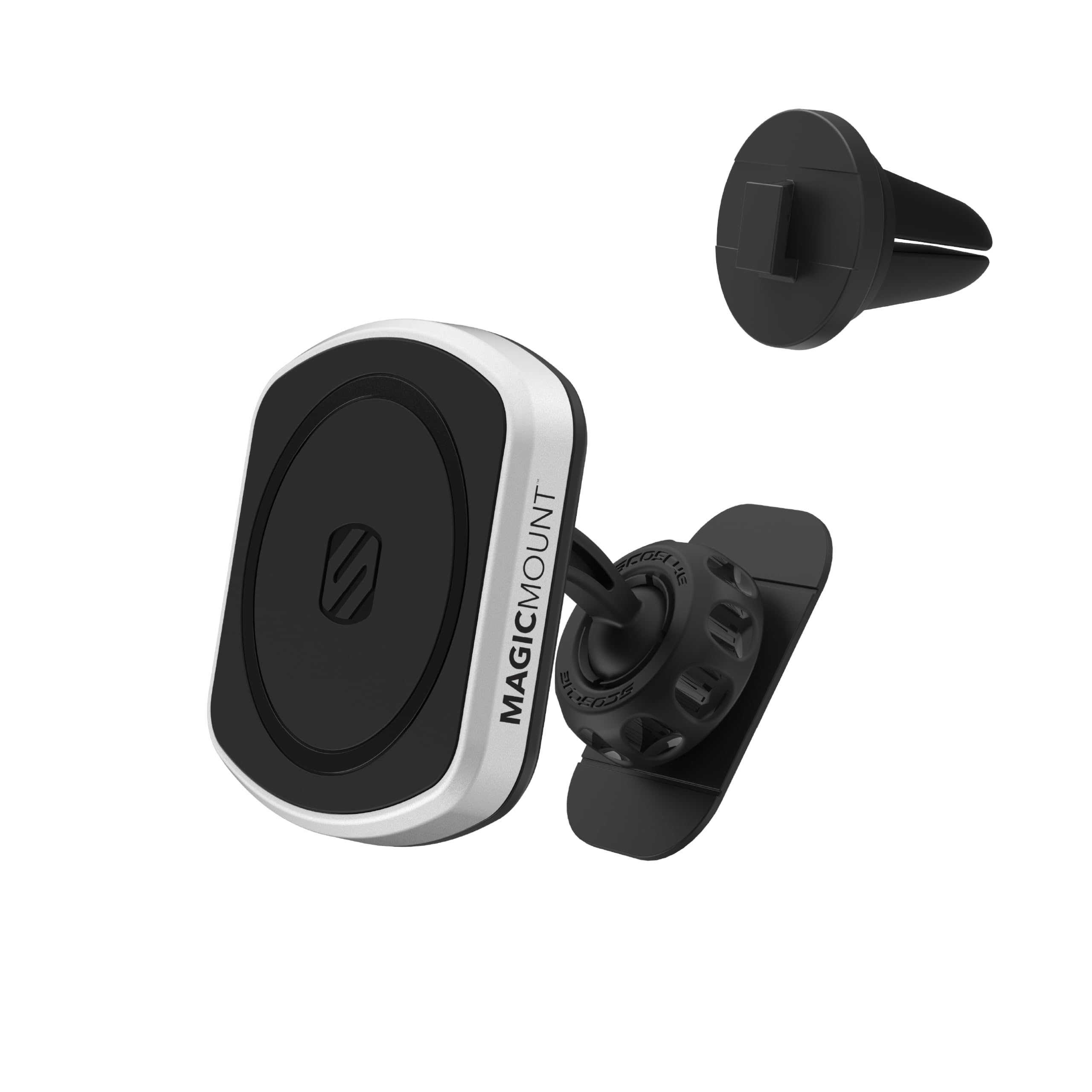 Scosche MP2DVM MagicMount Pro2 Magnetic Cell Phone Holder, Adhesive Car Dashboard Mount with Removable Vent Clip, Hands-Free Phone Stand Compatible with MagSafe, iPhone 16/15/14/13/12 Series and More