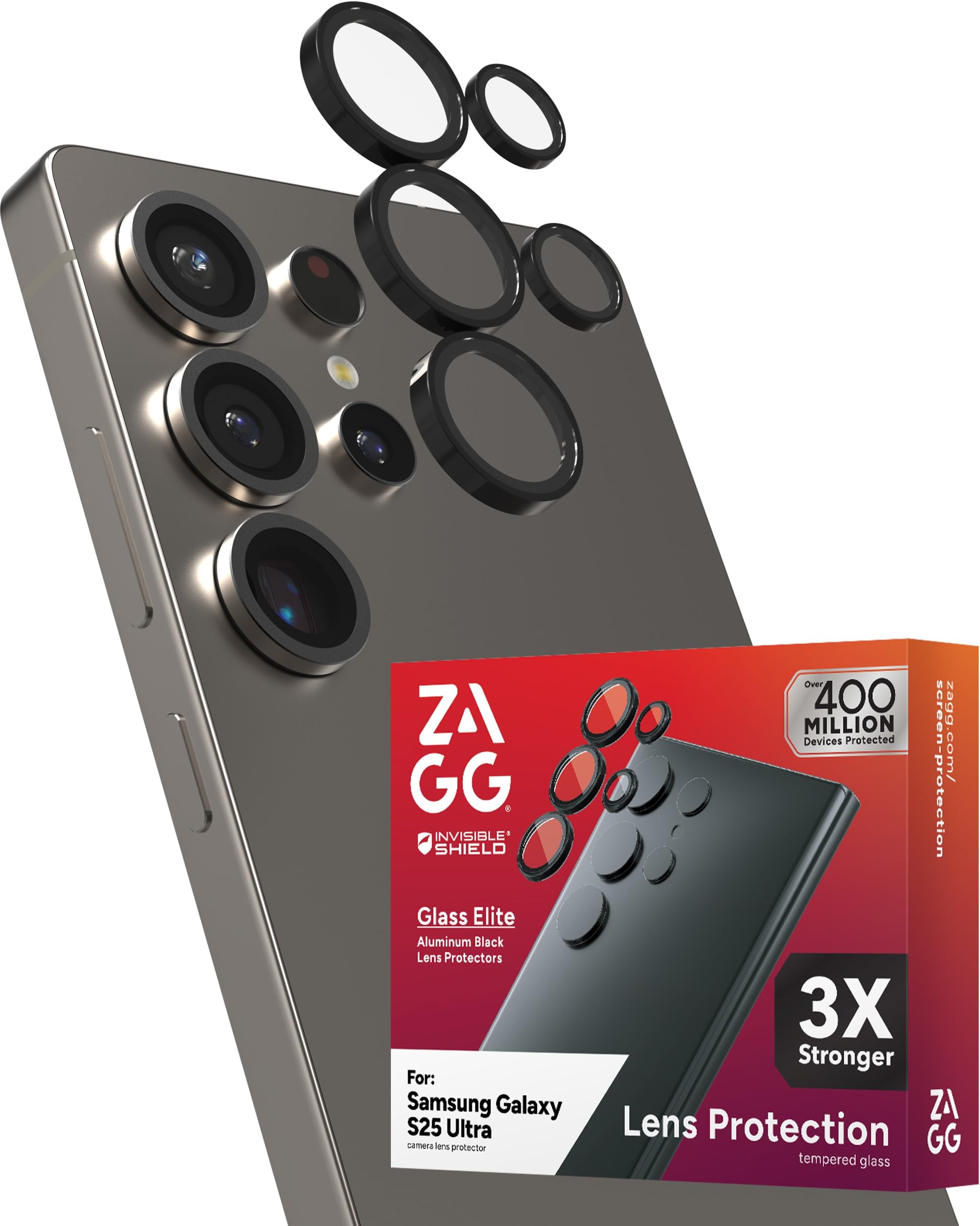 ZAGG Glass Elite Anti-Reflective Samsung Galaxy S25 Ultra Camera Lens Protector – Anti-Glare Technology, Maximum Impact & Scratch Resistance, Smudge-Free Surface, Recycled Materials