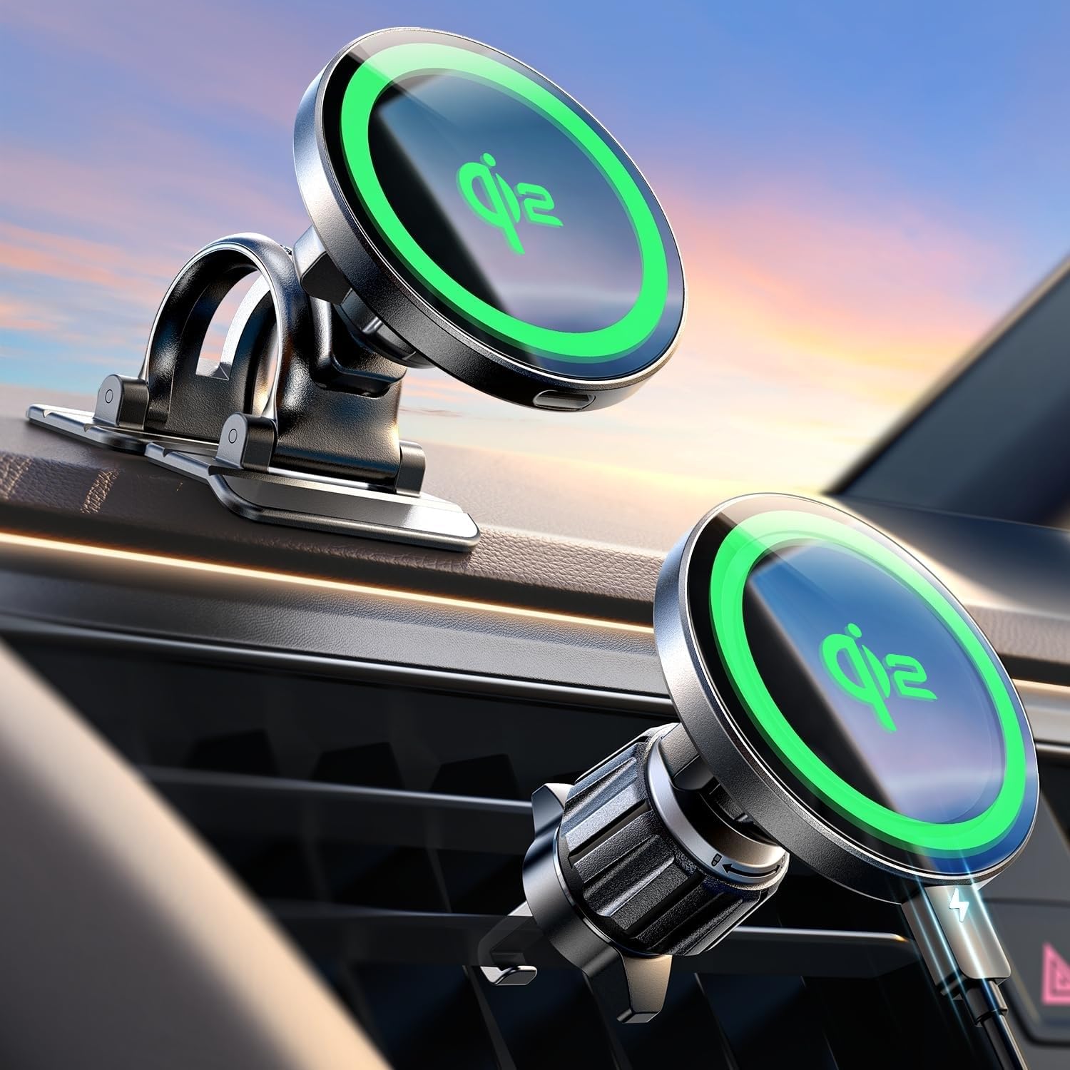 LISEN for Qi2 15W MagSafe Car Mount Charger,Super Fast Magnetic Wireless Car Charger for iPhone 16 Pro Max Accessories，Qi2 MagSafe Charger Fits iPhone 16 15 14 13 12,Samsung with MagSafe Case