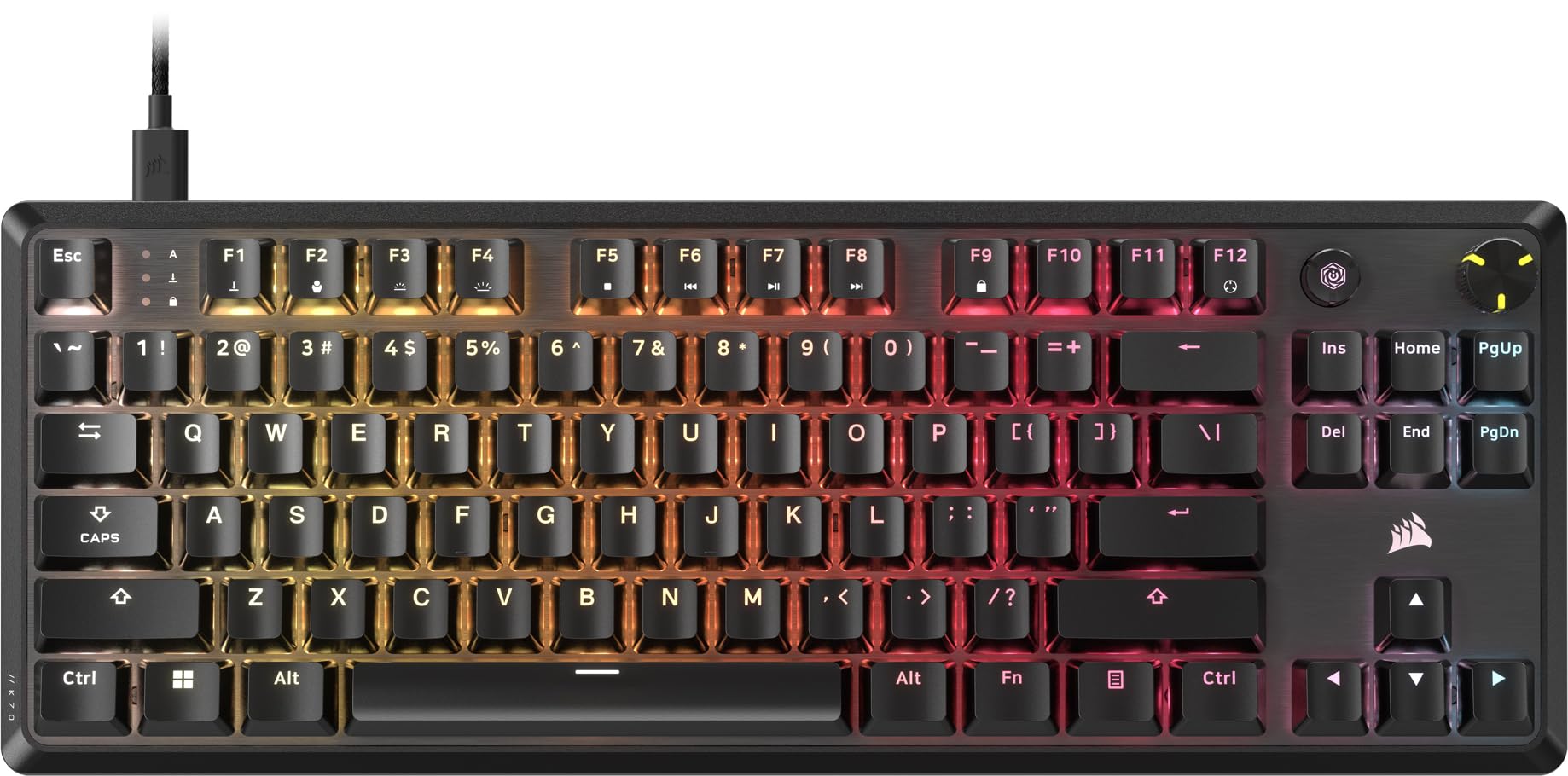 Corsair K70 CORE TKL RGB Tenkeyless Mechanical Wired Gaming Keyboard – Pre-Lubed MLX Red v2 Linear Switches, SOCD, ABS Double-Shot Keycaps, Sound Dampening, 1000Hz Polling, QWERTY NA – Black
