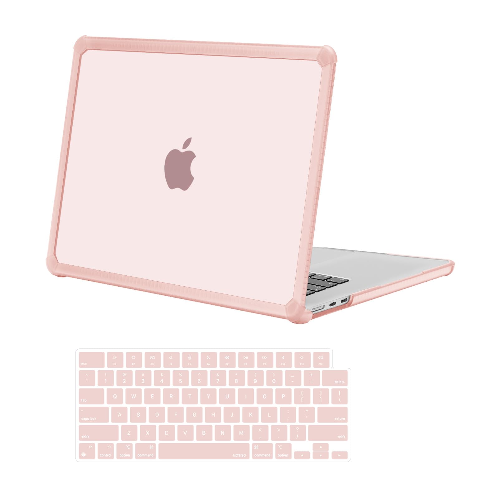 MOSISO Compatible with MacBook Air 15 inch Case 2025 2024 2023 Release M4 A3241 M3 A3114 M2 A2941, Anti-Cracking&Anti-Fingerprint Heavy Duty Hard Shell with TPU Bumper&Keyboard Cover, Pink