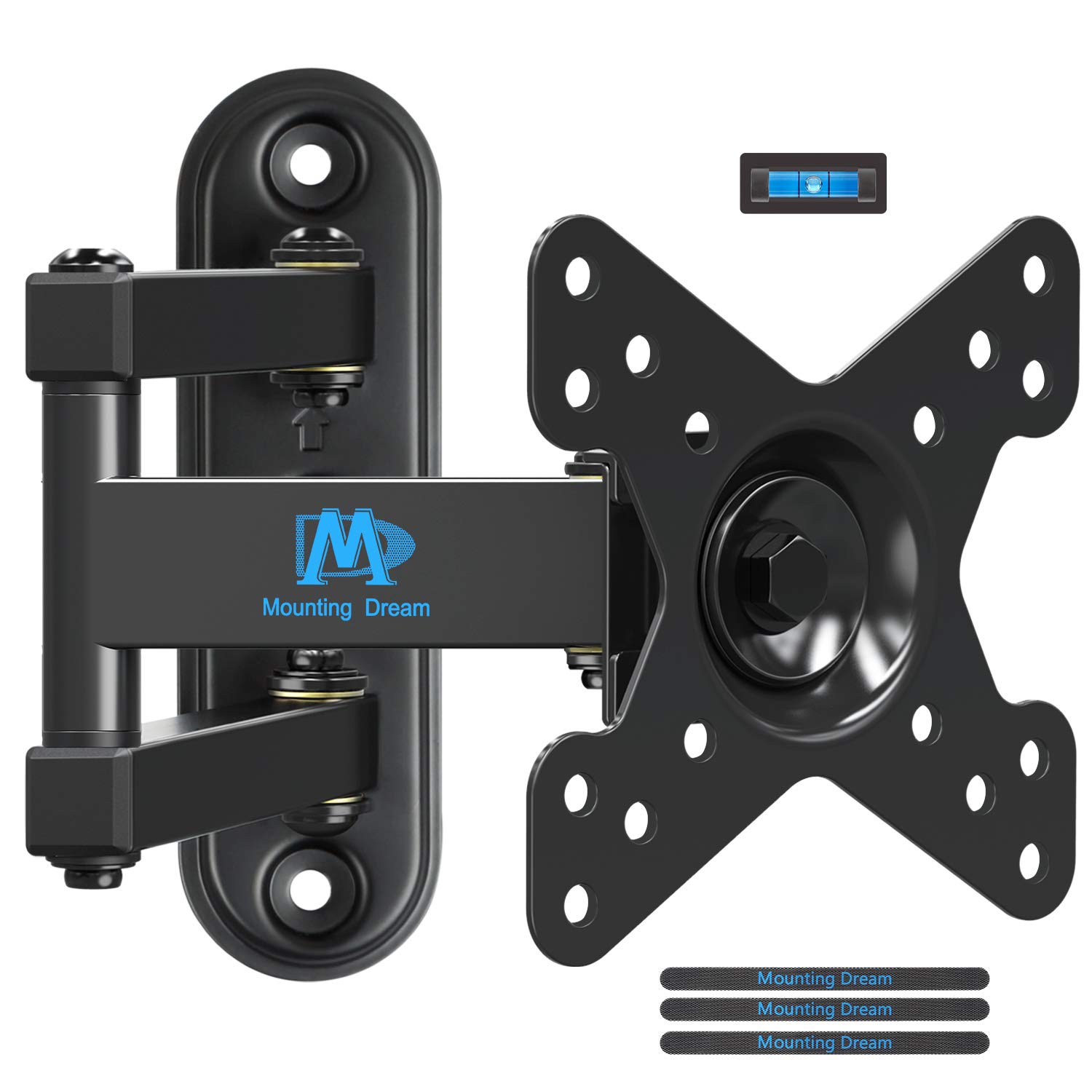 Mounting Dream UL Listed Full Motion Monitor Wall Mount TVs Bracket for 10-26 Inch LED, LCD Flat Screen TV and Monitor, TV Mount with Swivel Articulating Arm, Up to VESA 100x100mm and 33LBS MD2463